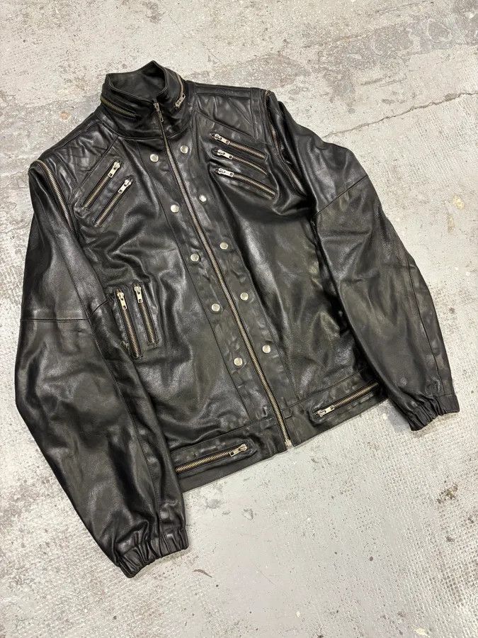 Vintage 2000s Archive Multi Zips with Detachable Arms Black Biker Jacket Size US M / EU 48-50 / 2 - 4 Thumbnail