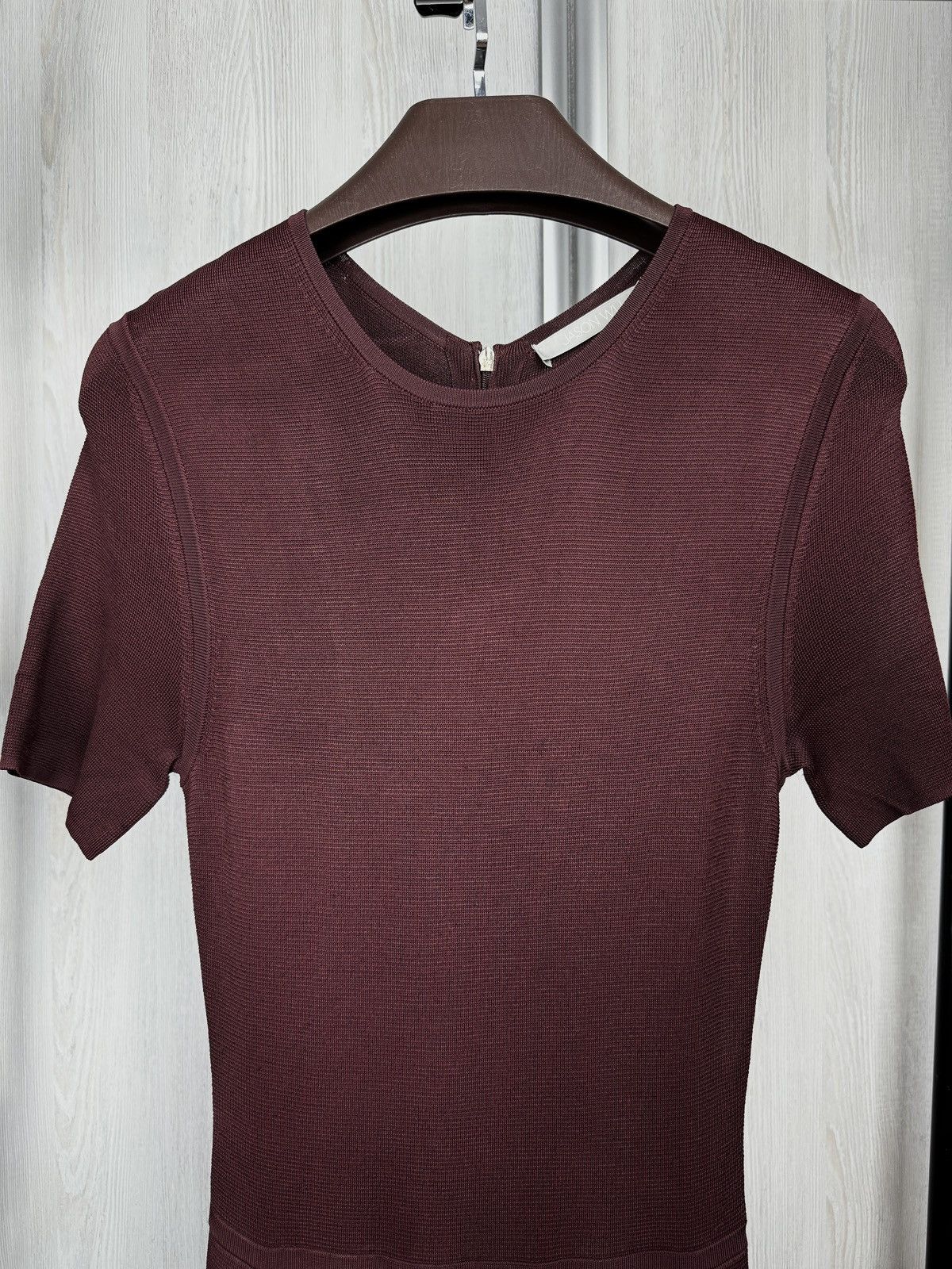 Women's Jason Wu Burgundy Short Sleeve Fit Flared Knit Dress
