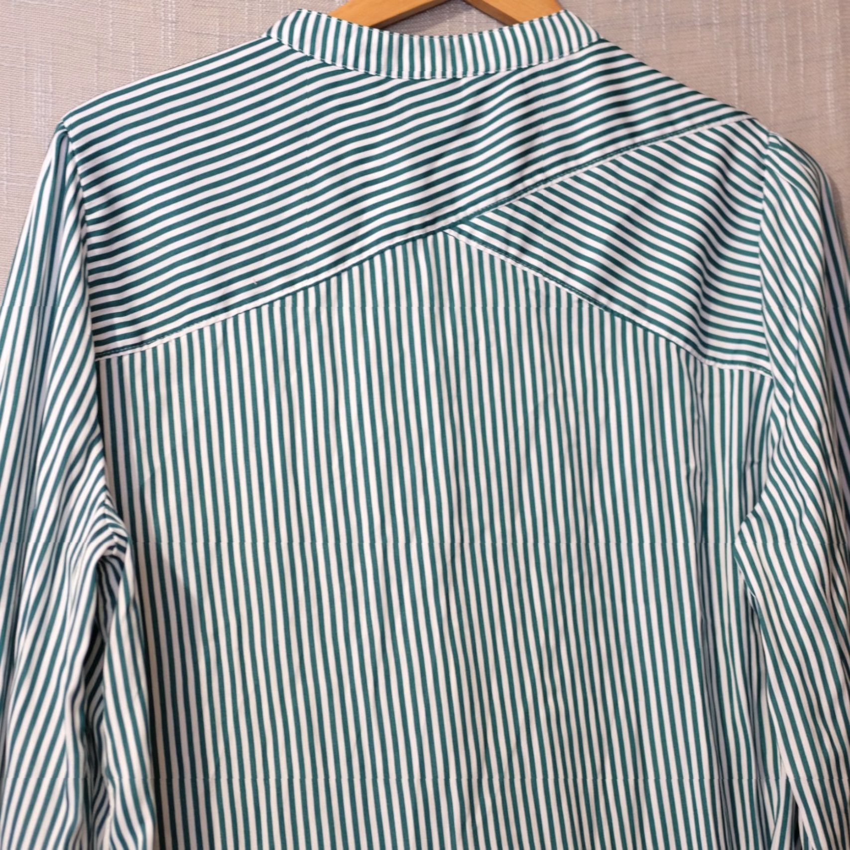Lands' End Lands' End Shirt Green/White Stripe Mock Neck Button Up Womens XL Size XL / US 12-14 / IT 48-50 - 6 Thumbnail