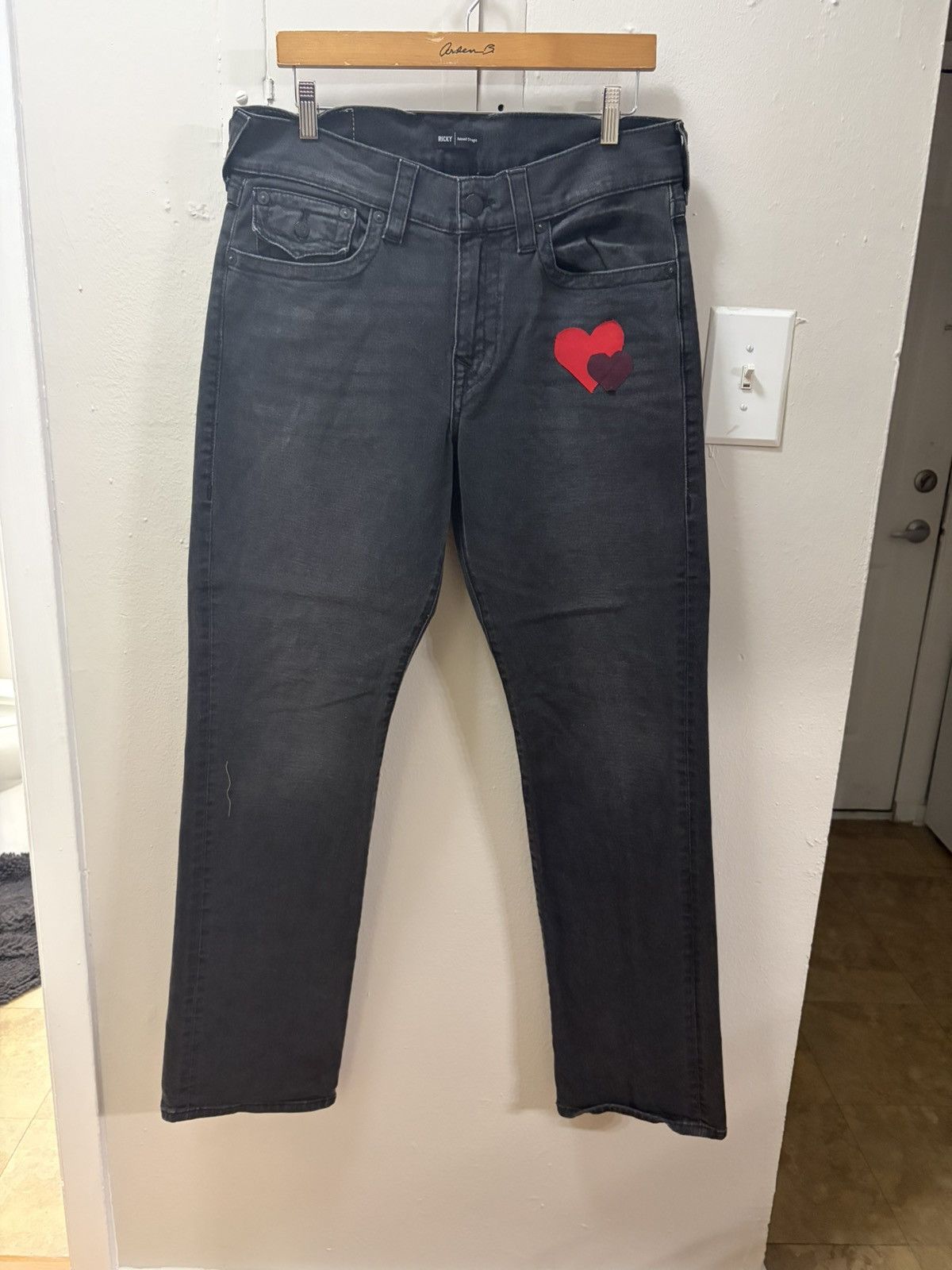 Other DAIN AYLOR 1/1 Melting Heart Black And Red Denim Evisu Style Size US 32 / EU 48 - 1 Thumbnail