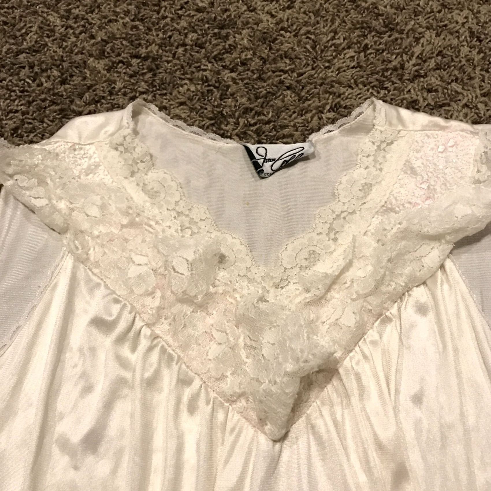 Vintage Vtg Joan Collins Lingerie Collection Nightgown MEDIUM Nylon pink frilly neck B16 Size ONE SIZE - 2 Thumbnail