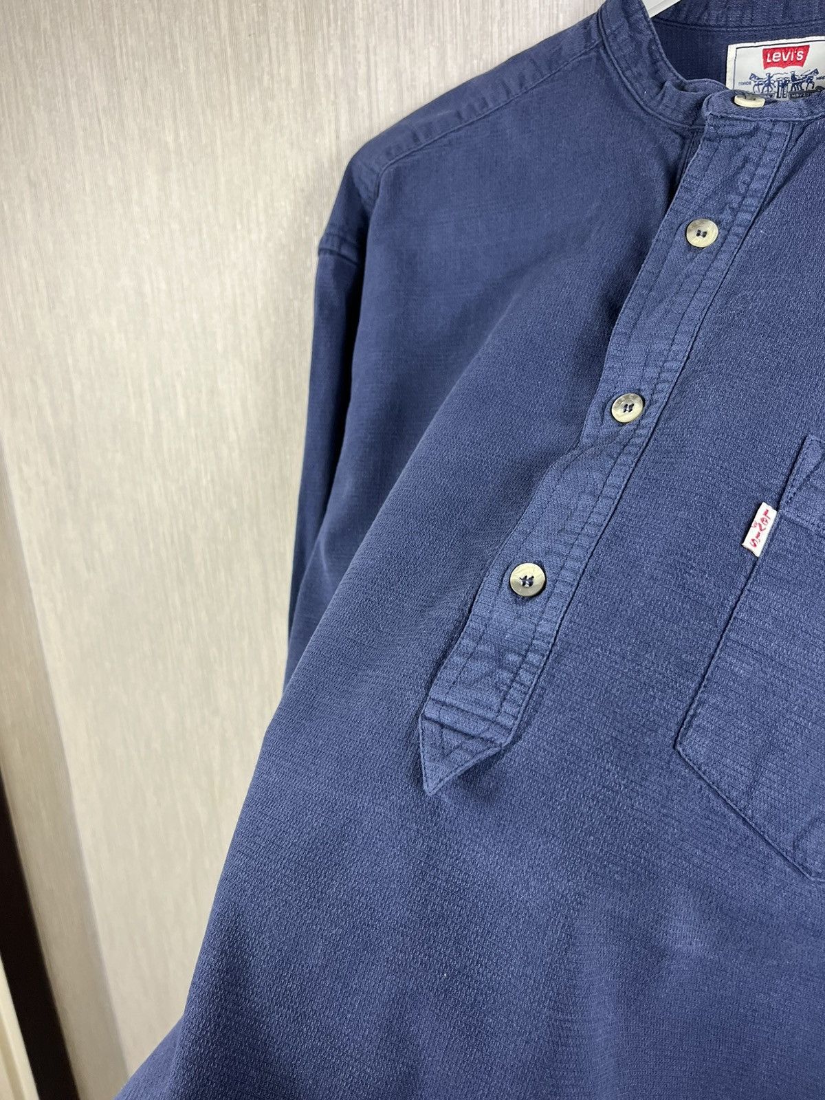 Levi's × Levi's Vintage Clothing × Vintage Vintage 90s Levi’s half button long sleeve shirt navy pocket Size US XL / EU 56 / 4 - 20 Thumbnail