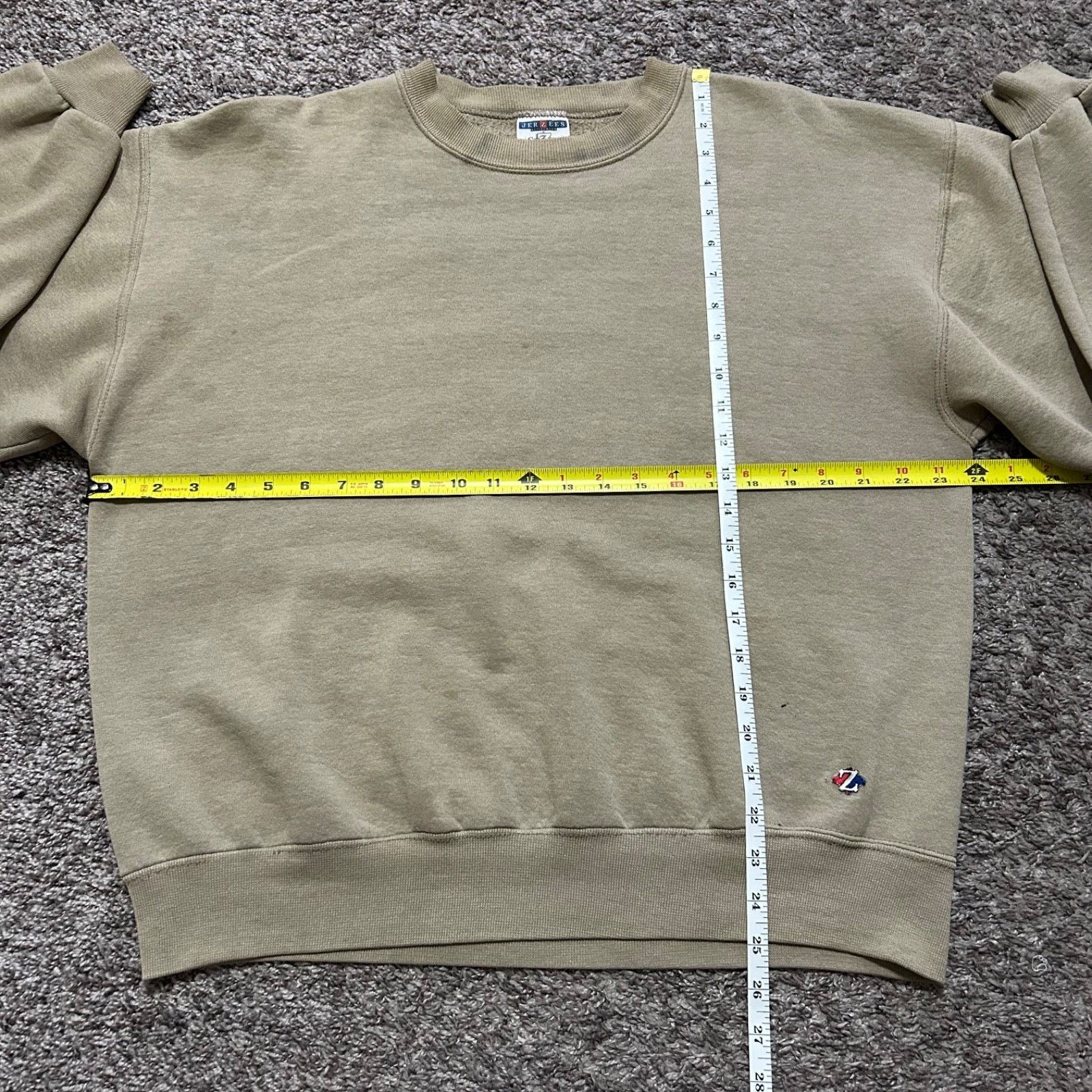Jerzees × Vintage Vintage Thrashed Sweatshirt Blank Crewneck Pullover 90s Tan Size US L / EU 52-54 / 3 - 8 Thumbnail