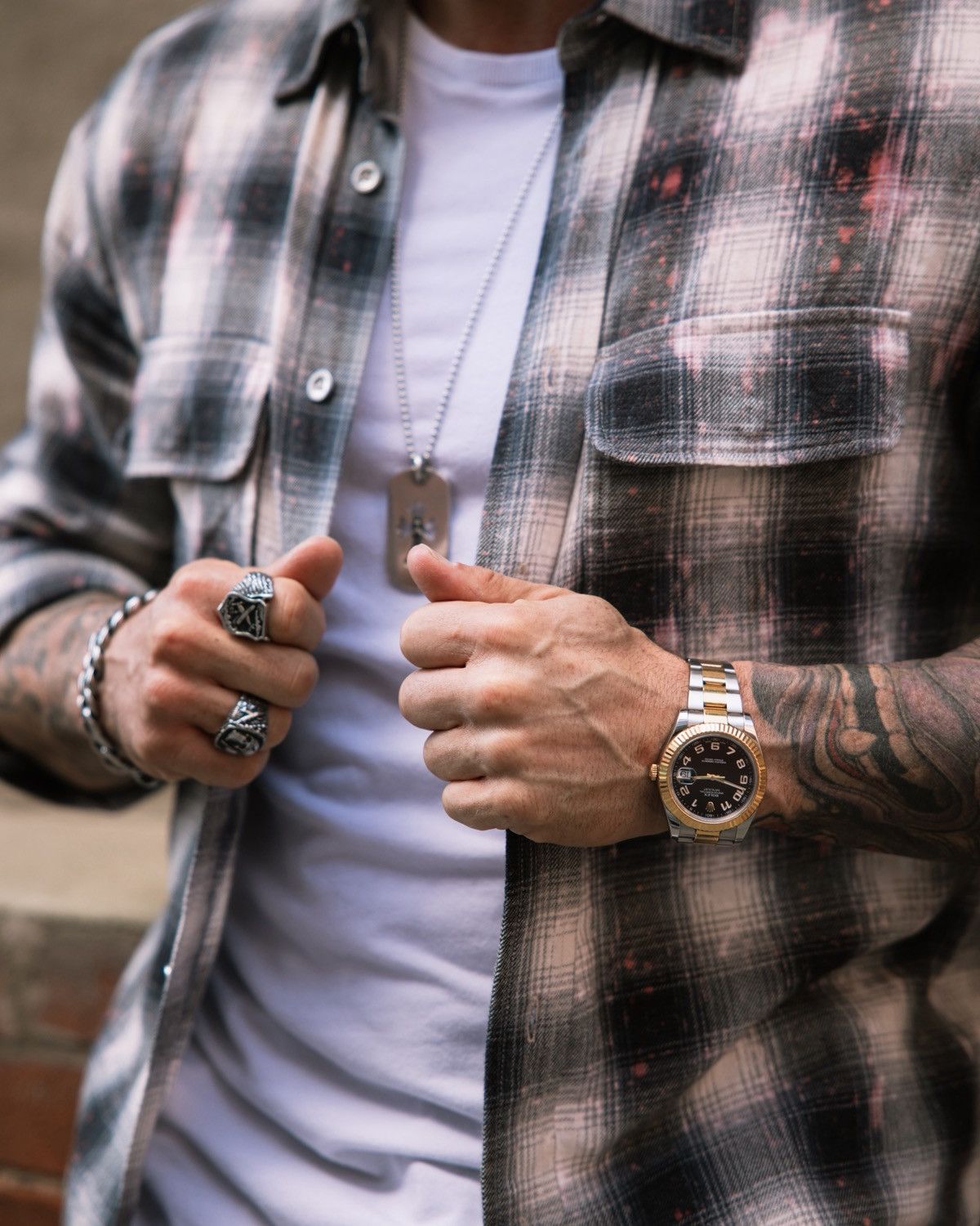 Purple Brand Purple Brand Grey and White Button Up Flannel Size US L / EU 52-54 / 3 - 5 Thumbnail