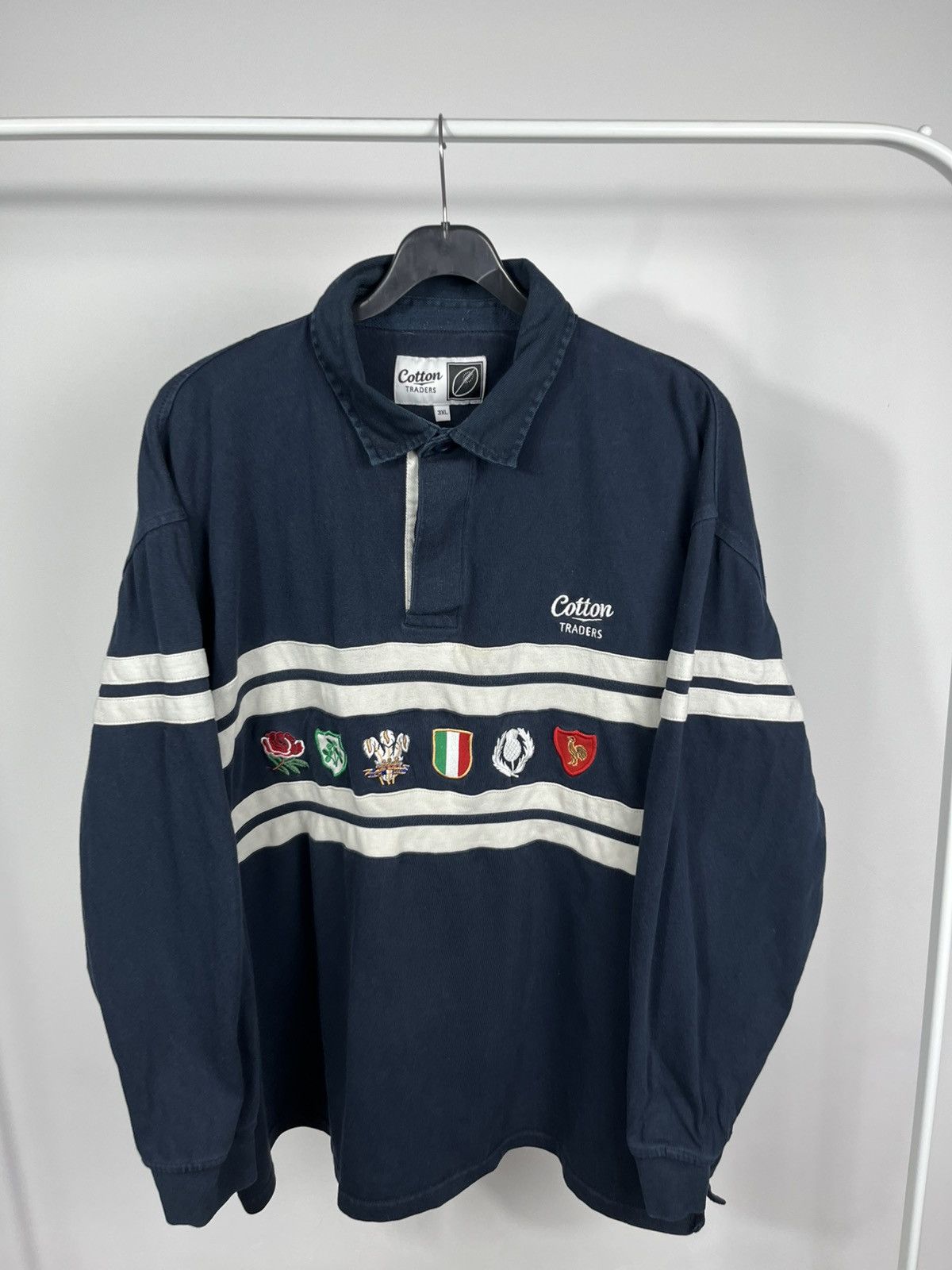 Cotton Traders Cotton Traders Rugby Shirt Navy Flags Long Sleeve Polo 3XL Size US XXL / EU 58 / 5 - 2 Thumbnail