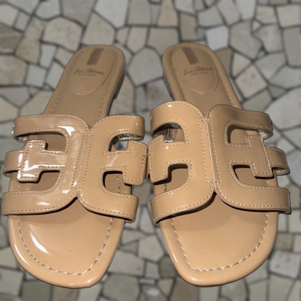 Sam Edelman Women's Classic Slide Sandals 8.5 Beige Flat Comfort Festival Vibe