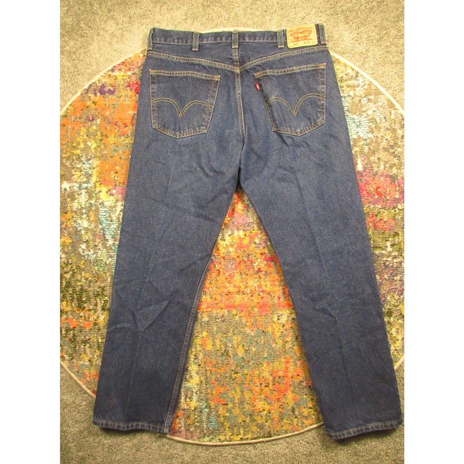 Levi's Levi's 505 Jeans 38x32 Regular Fit Straight Leg Blue Medium Wash Denim Men Size US 38 / EU 54 - 2 Thumbnail