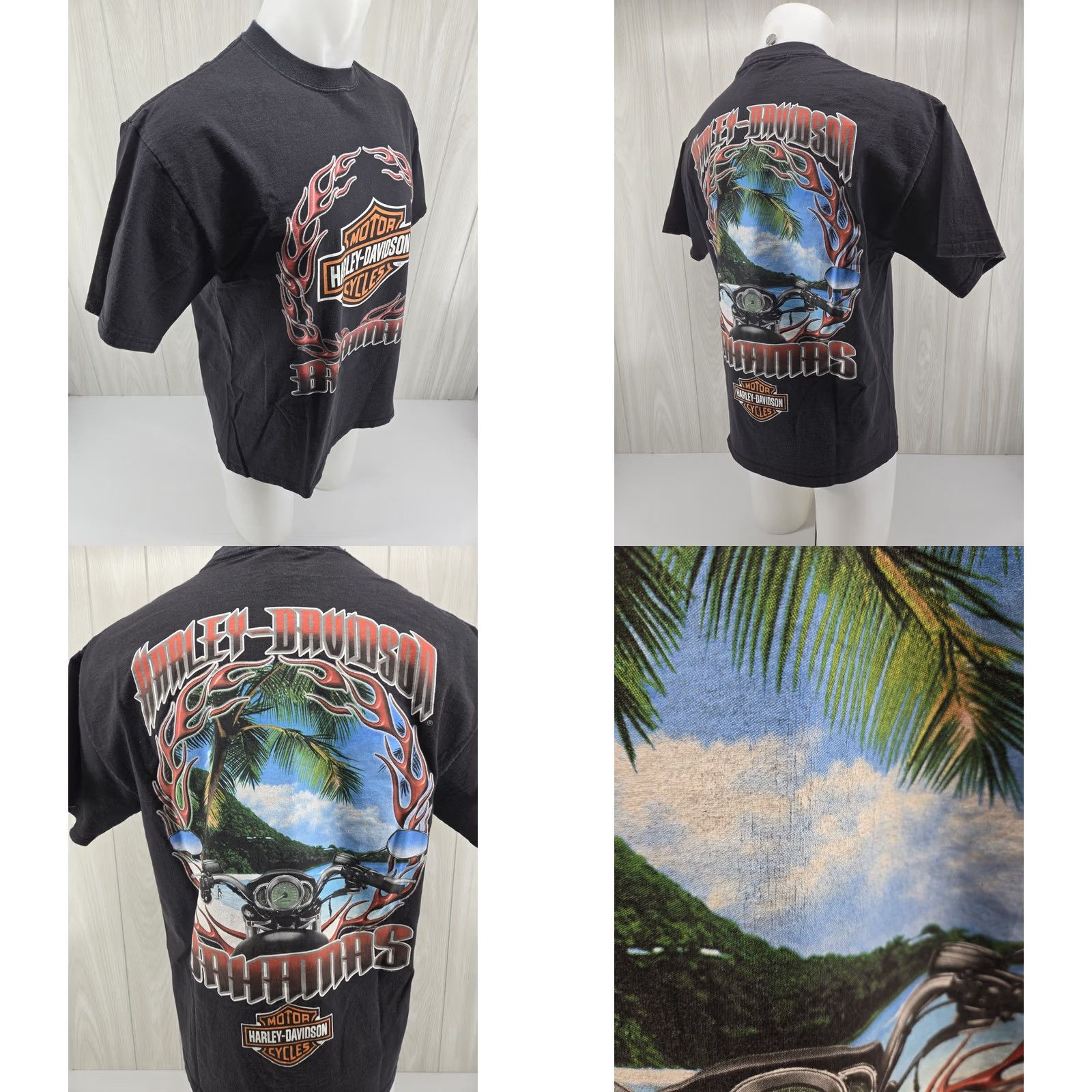 Harley Davidson Harley-Davidson Shirt Mens L Black Distressed Bahamas DBL Sided Graphic Print Large Shirt 2 Sided Cotton Short Sleeve Size US L / EU 52-54 / 3 - 8 Thumbnail