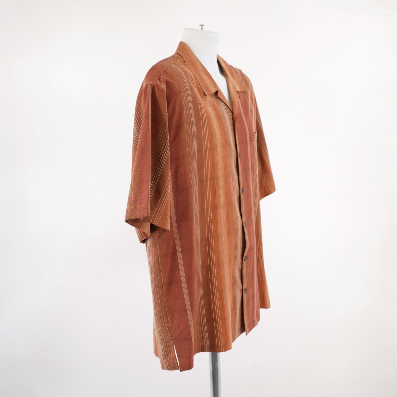 Tommy Bahama Tommy Bahama Orange Brown Silk Hawaiian Large Collared Dress Size US L / EU 52-54 / 3 - 7 Thumbnail