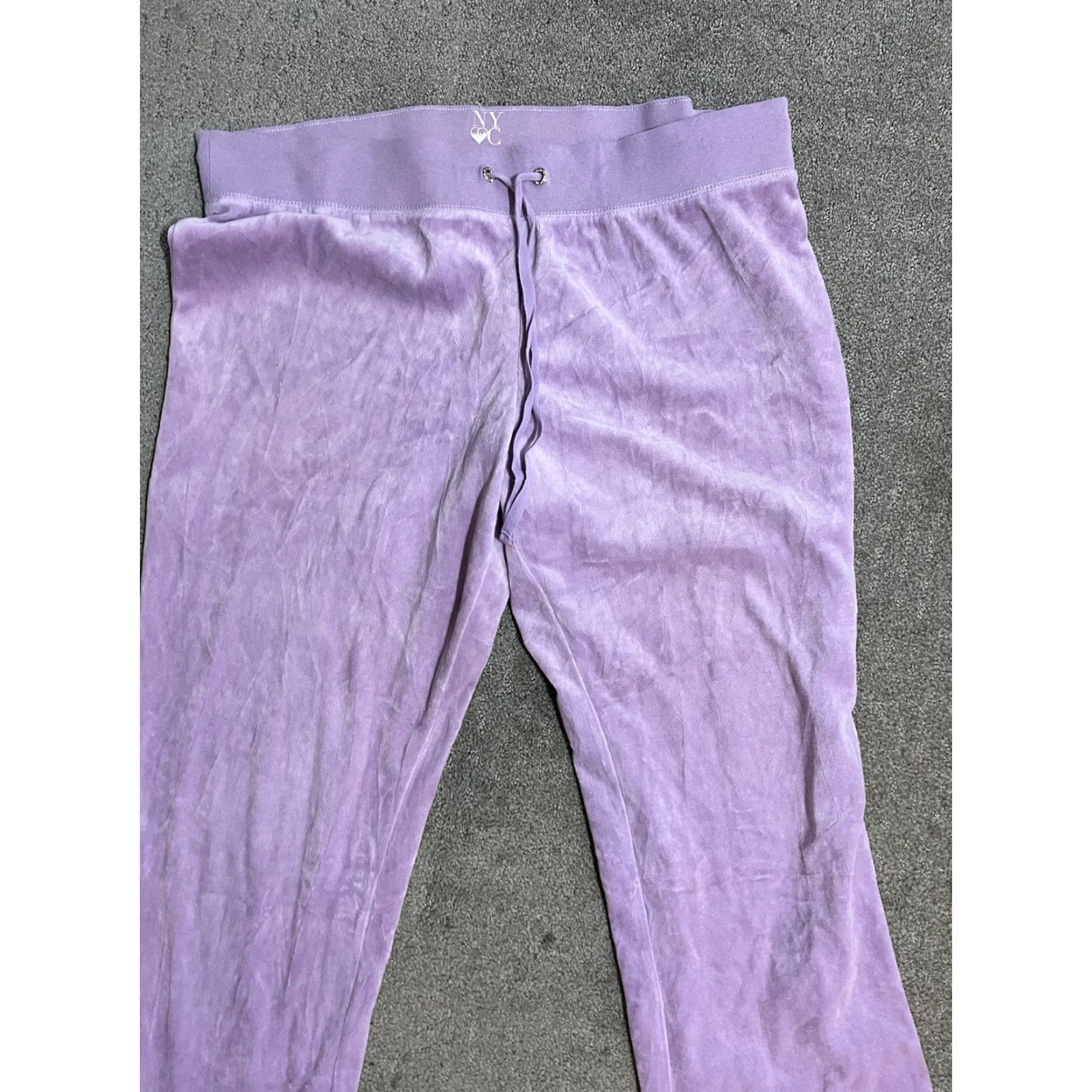 Vintage New York & Company Velour Sweatpants XL Purple Casual Drawstring Womens Size 40" / US 18 - 2 Thumbnail