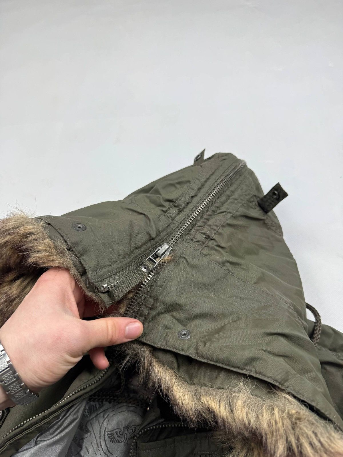 Other Y2k Urban Star Deluxe Fur Hood Bomber Jacket Olive Green Size M / US 6-8 / IT 42-44 - 6 Thumbnail