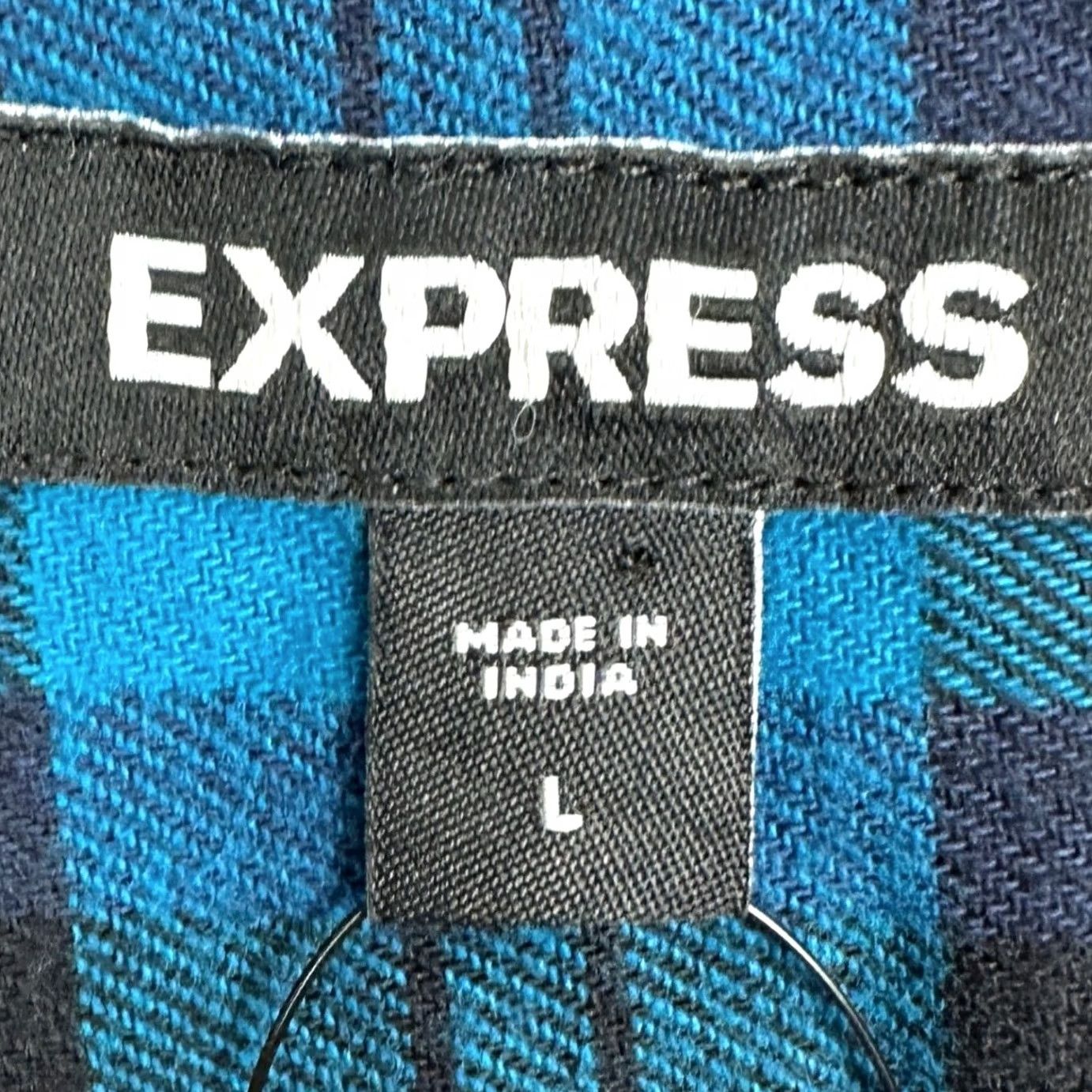 Express NEW Express Shirt Mens Large Blue Multi Plaid Flannel Button Down Stretch Pocket Size US L / EU 52-54 / 3 - 4 Thumbnail