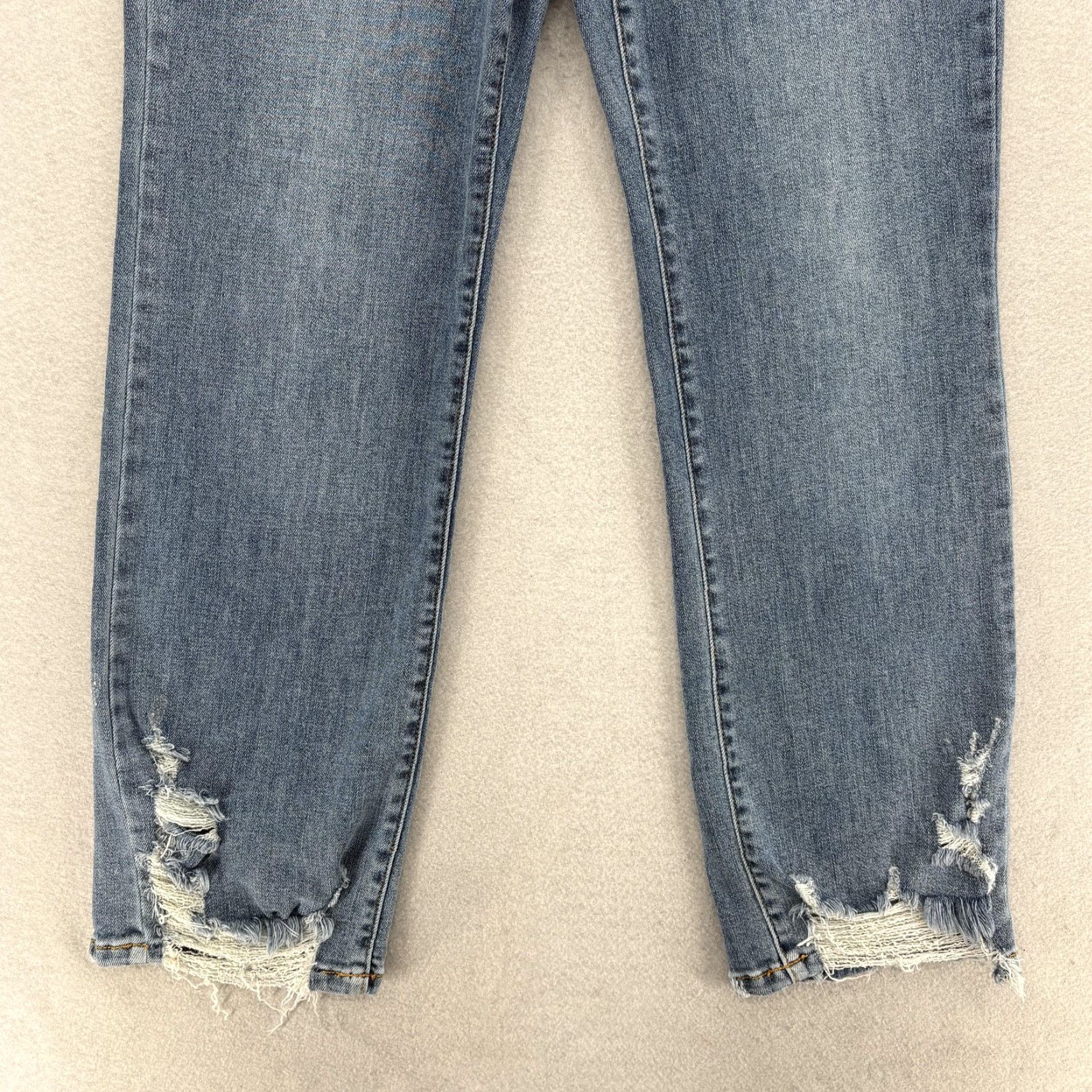 Vintage Judy Blue Jeans Womens 29 Straight High Rise Distressed Fringe Denim Blue 5-Pocket Comfort Stretch Mens? Women? Size 29" - 3 Thumbnail