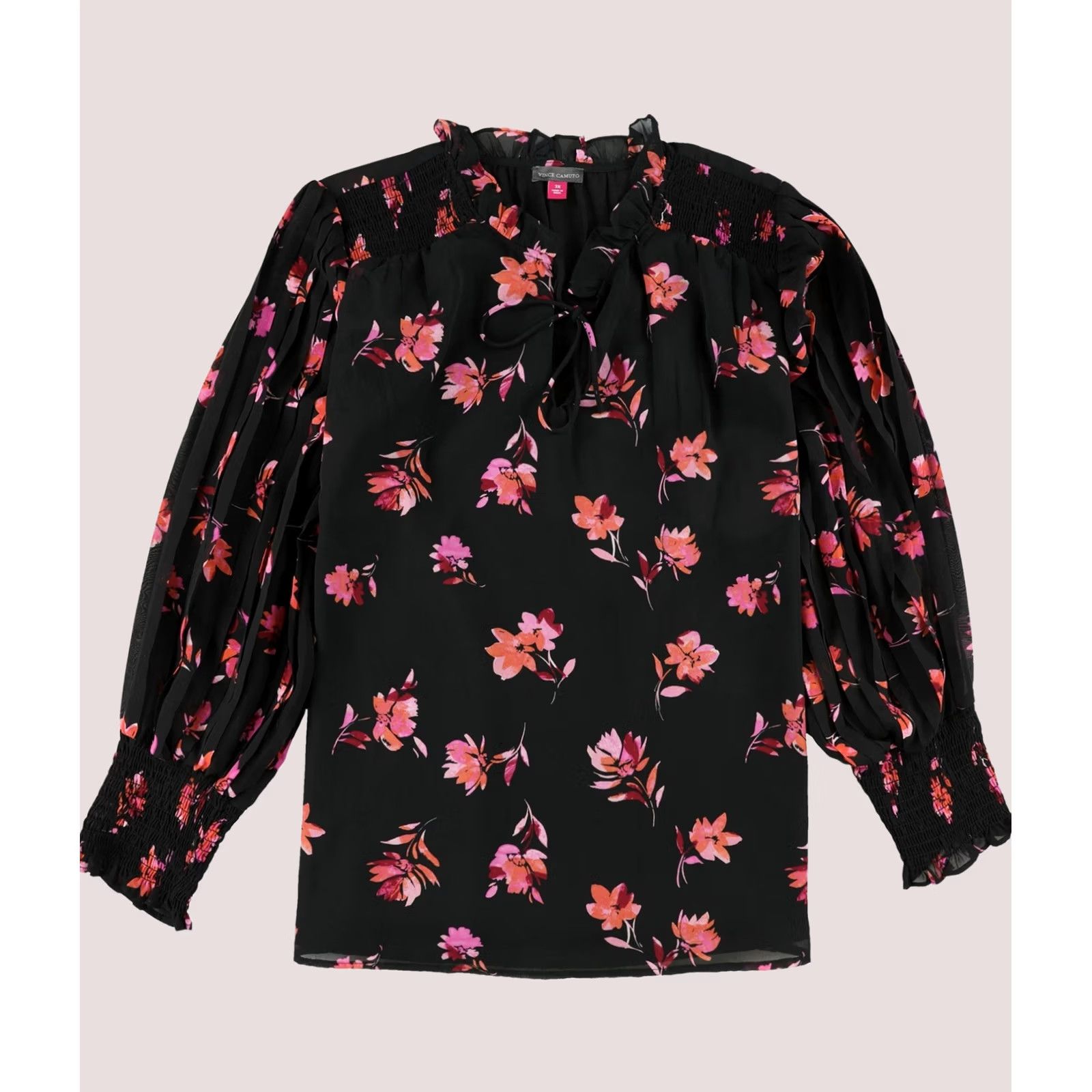 Vince Camuto Vince Camuto Womens Floral Blouse Black Plus Size 3X Size XXL / US 16-18 / IT 52-54 - 1 Thumbnail