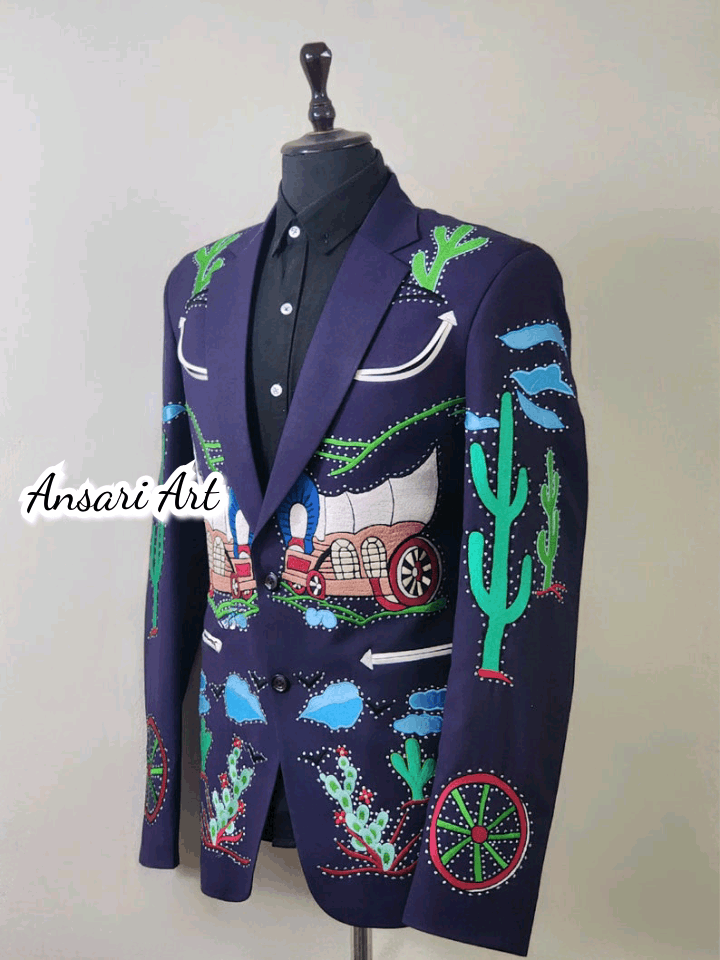 Designer Men 2Pc Country Western Wedding Cowboy Outfits Size 42L - 5 Thumbnail