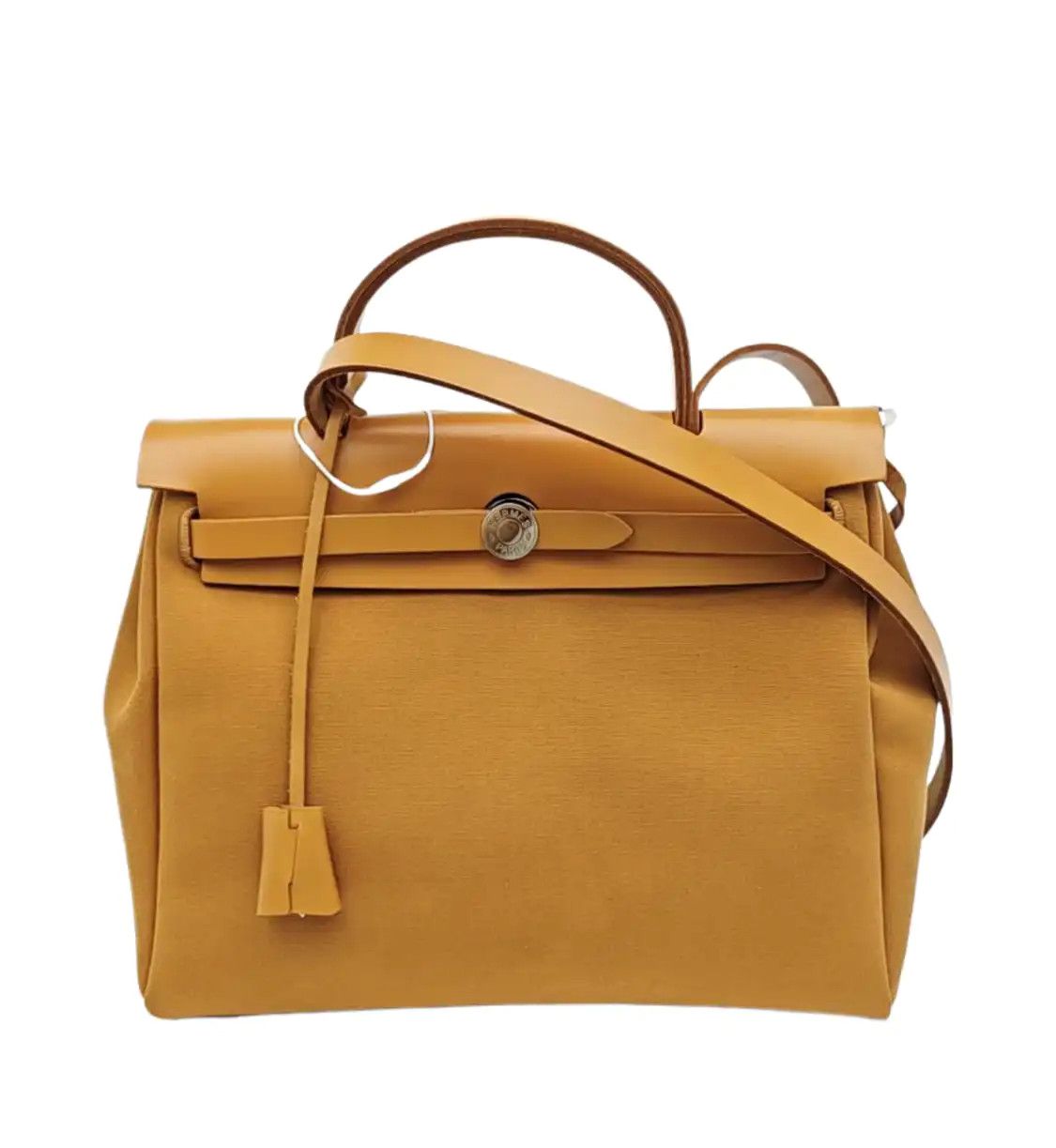 Hermes Herbag 31 Linen Brown Canvas Shoulder Bag Handbag Silver Hardware U Sub-P, Women's