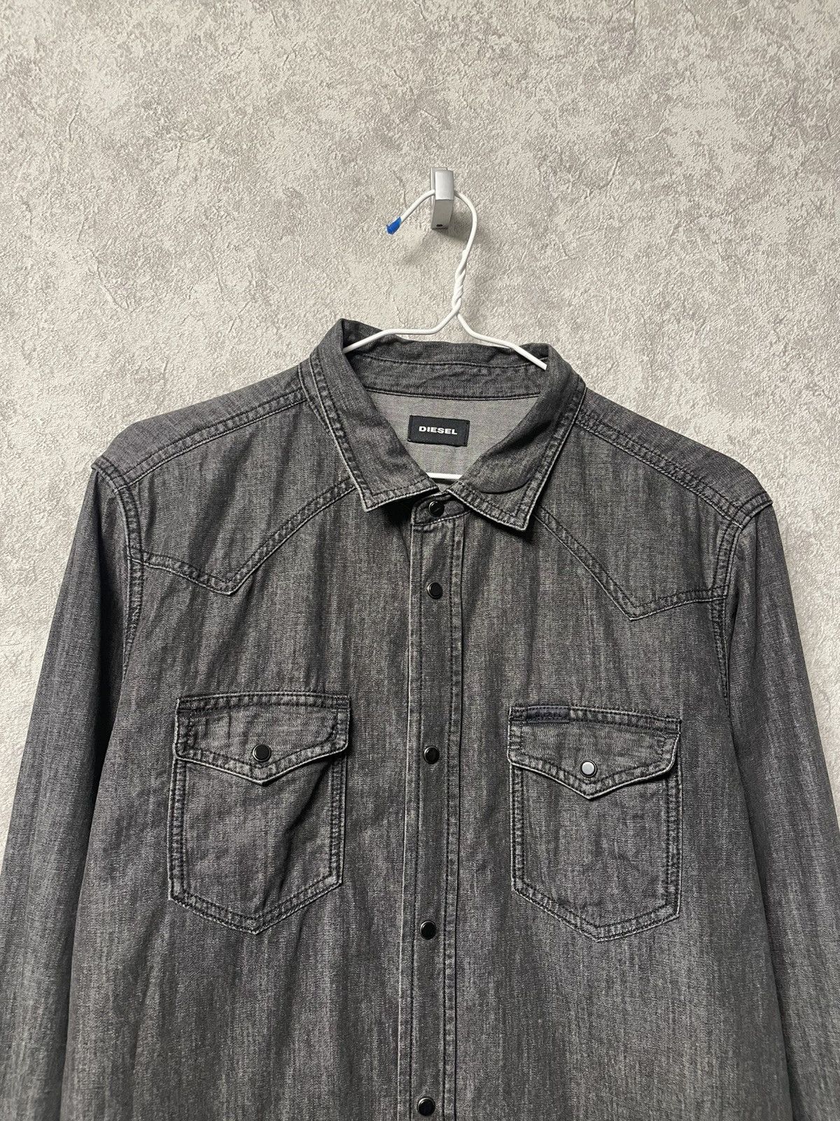 Diesel Vintage Diesel Black Jeans Long Sleeve Snap Button Shirt Size US L / EU 52-54 / 3 - 2 Thumbnail