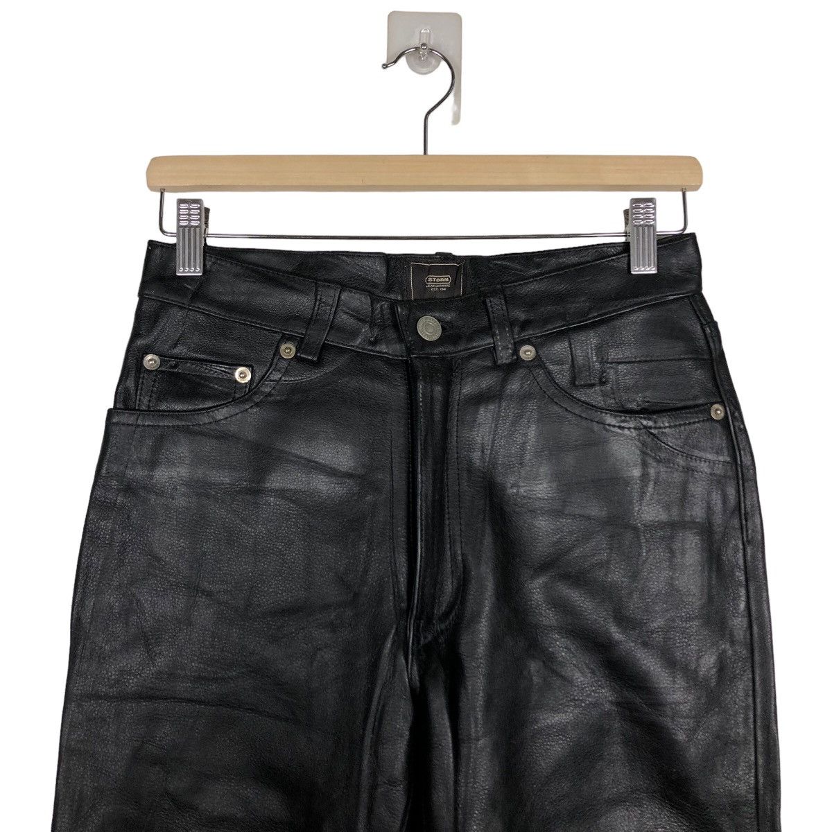 Genuine Leather 🔥90’s Riot Riot Genuine Leather Pants Racing Storm Japan Size US 29 - 3 Thumbnail