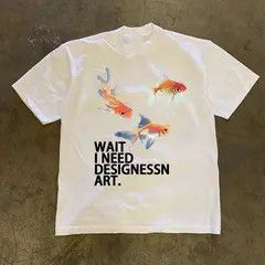VIBE White casual retro orange print t-shirt Size US L / EU 52-54 / 3 - 2 Thumbnail
