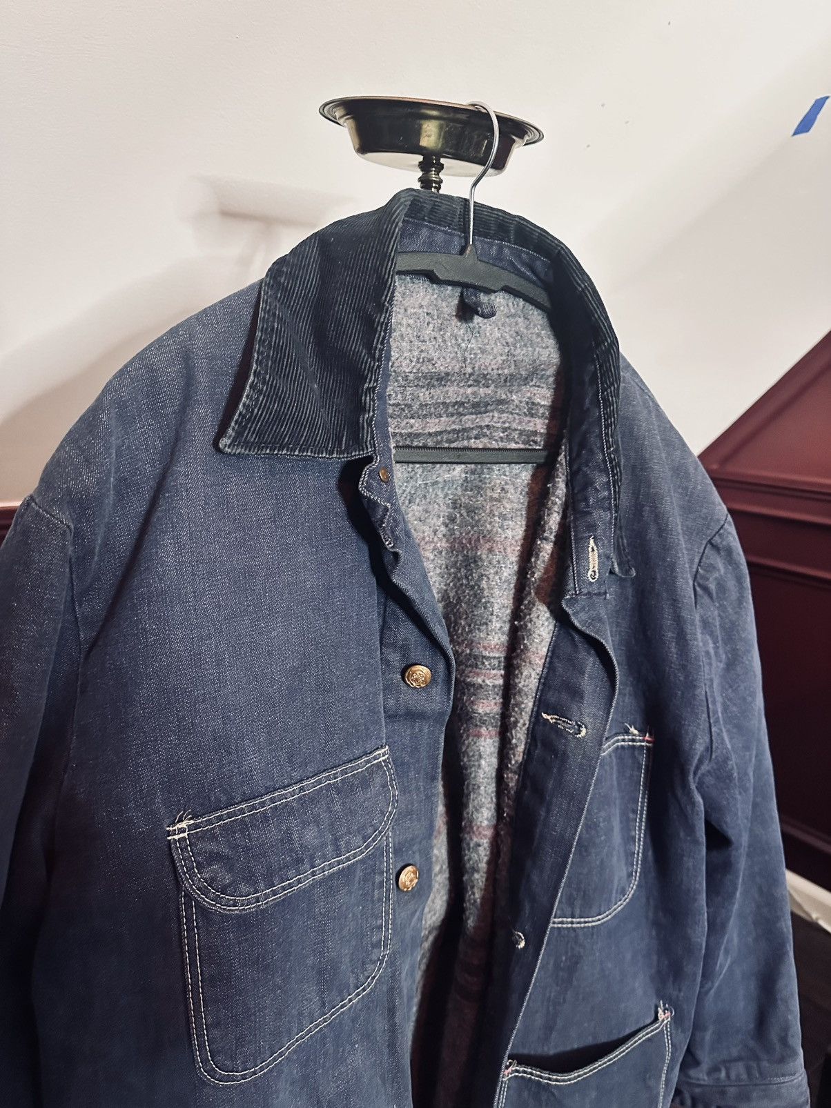 Wrangler EARLY vintage flannel lined corduroy indigo denim jacket Size US XL / EU 56 / 4 - 2 Thumbnail