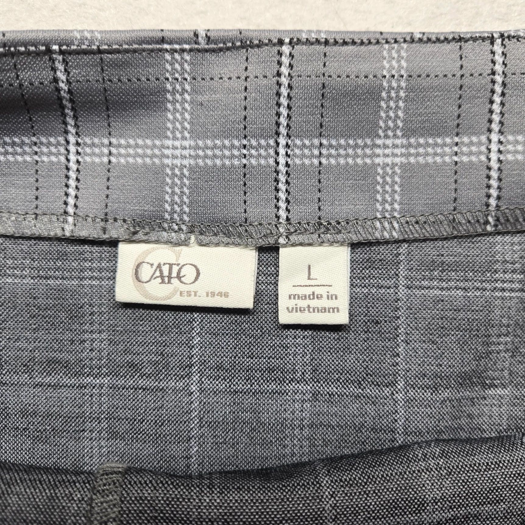 Vintage Philosophy Skirt Adult L Grey Plaid Elastic Waist Knee Length Pencil Straight & Pencil Womens Size 36" / US 14 / IT 50 - 2 Thumbnail
