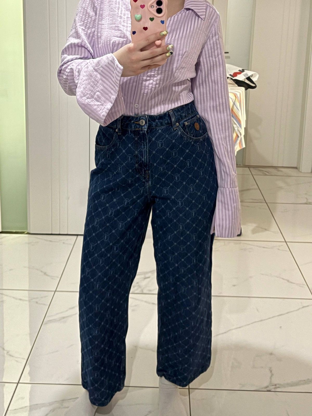 Trussardi All-Over Pattern Denim Pants