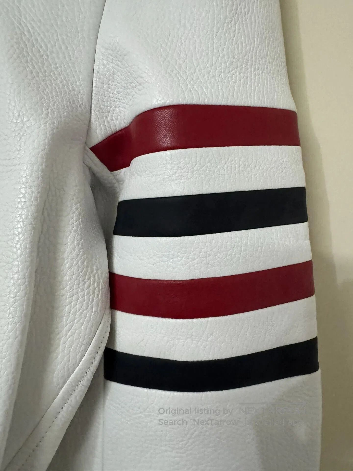 Thom Browne thom browne white leather jacket with stripes. Size US M / EU 48-50 / 2 - 2 Thumbnail