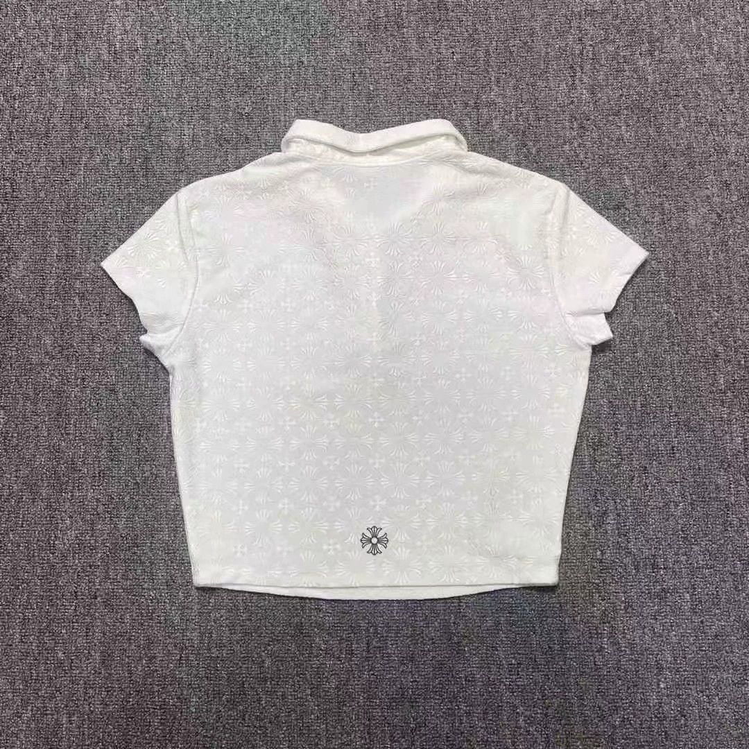 Chrome Hearts Chrome Hearts White All-over Print Cross Polo Neck Crop Top Size S / US 4 / IT 40 - 2 Thumbnail