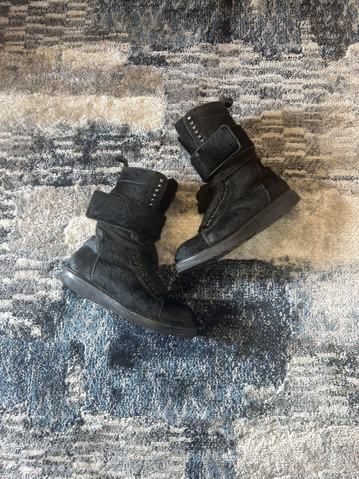 Rick Owens FW13 Runway Rick Owens Plinth Ponyhair Megatooth Boots Size US 9.5 / EU 42-43 - 3 Thumbnail