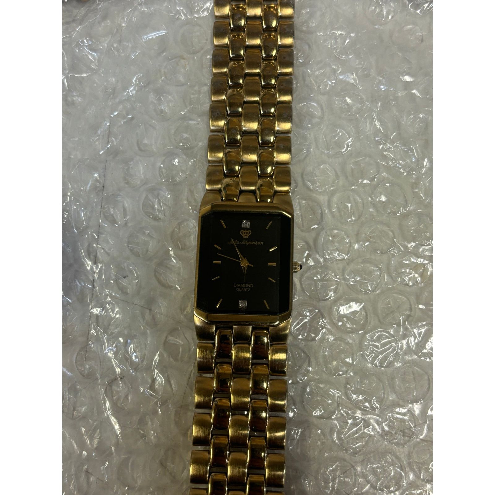(B).Stroy Jueles Jurgensen Beveled Bezel Gold Tone Mens Watch! Size ONE SIZE - 6 Thumbnail