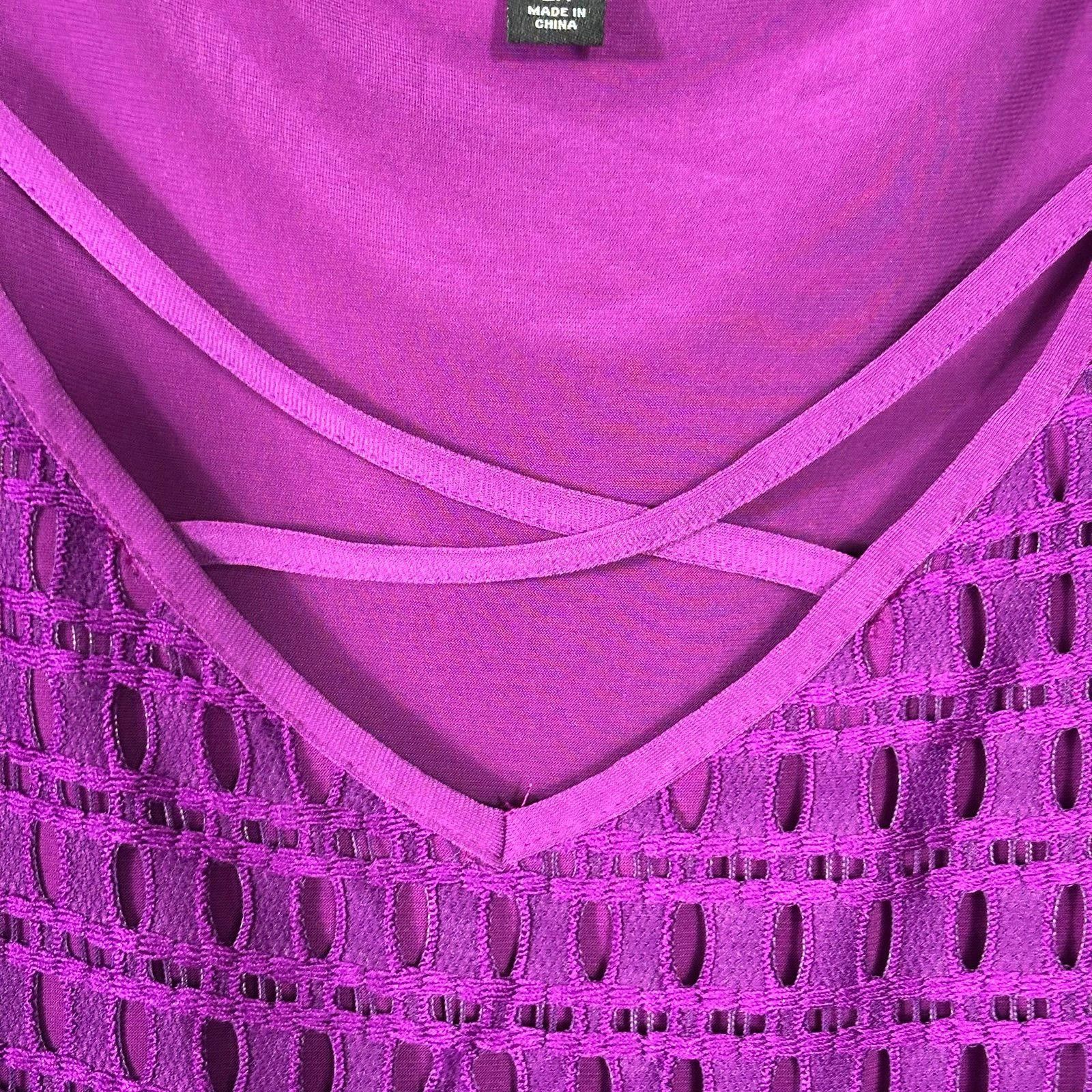 Other Roz & Ali Purple Crochet Short Sleeve Top Size 2X Size XXL / US 16-18 / IT 52-54 - 5 Thumbnail