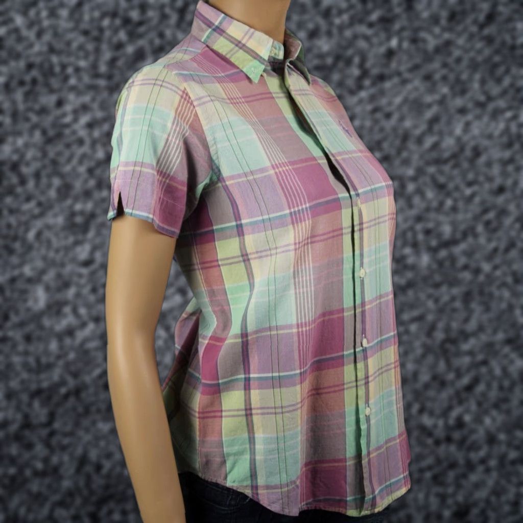 Ralph Lauren Ralph Lauren PINK GREEN SHORT SLEEVE PLAID SHIRT NWT Womens 2 Multi-Color Button Down Shirt Blouse Size XS / US 0-2 / IT 36-38 - 1 Preview