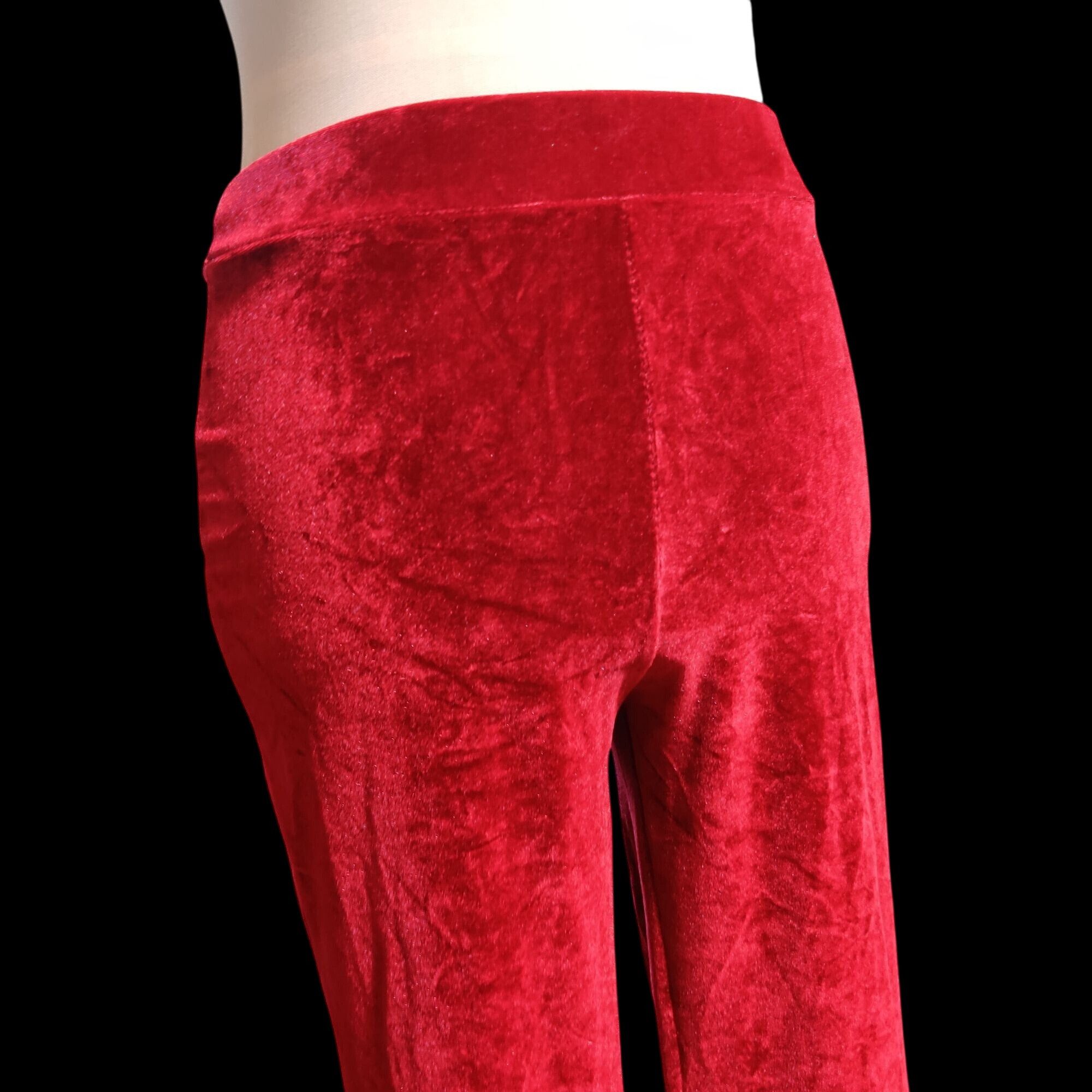 Other Velour Pants M Womens Red Velvet Stretch Flare Leg Lounge Tr Size 26" / US 2 / IT 38 - 13 Thumbnail