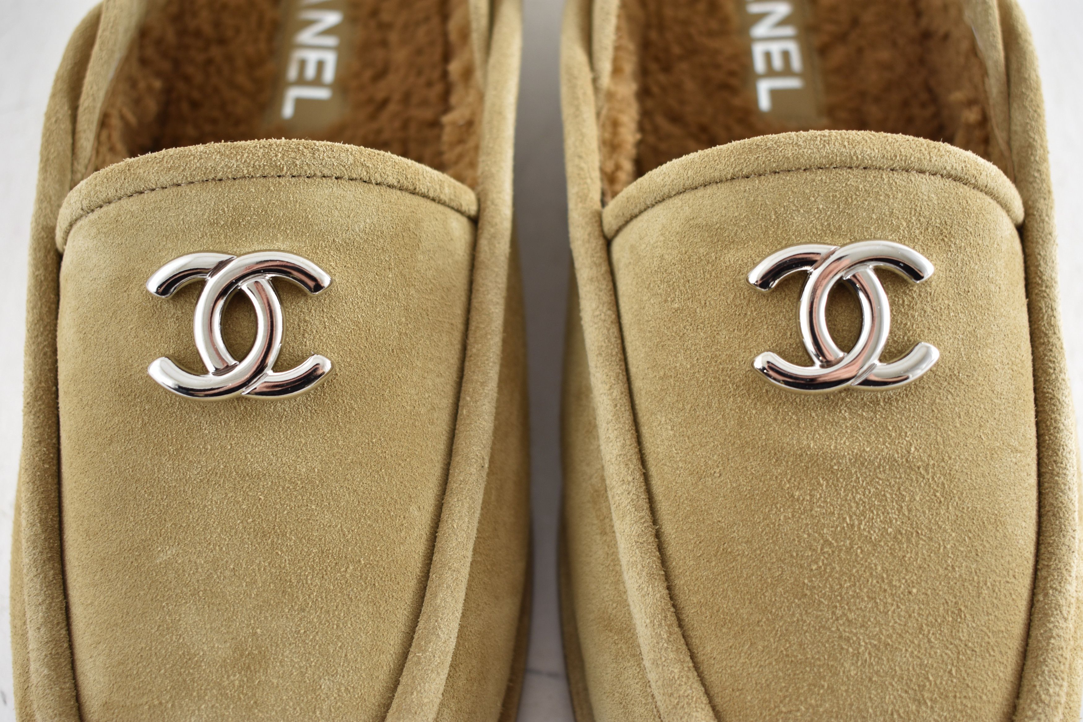 Chanel Chanel Suede CC Shearling Moccasin Slingback Loafer Flat 41 Size US 11 / IT 41 - 10 Thumbnail