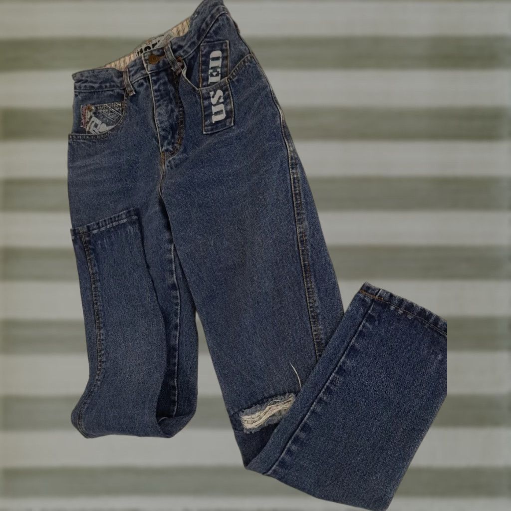 Denime VINTAGE Get Used Jeans Women 5-Pocket Denim Blue Straight Distressed 26 29 Inseam Size 26" / US 2 / IT 38 - 1 Thumbnail