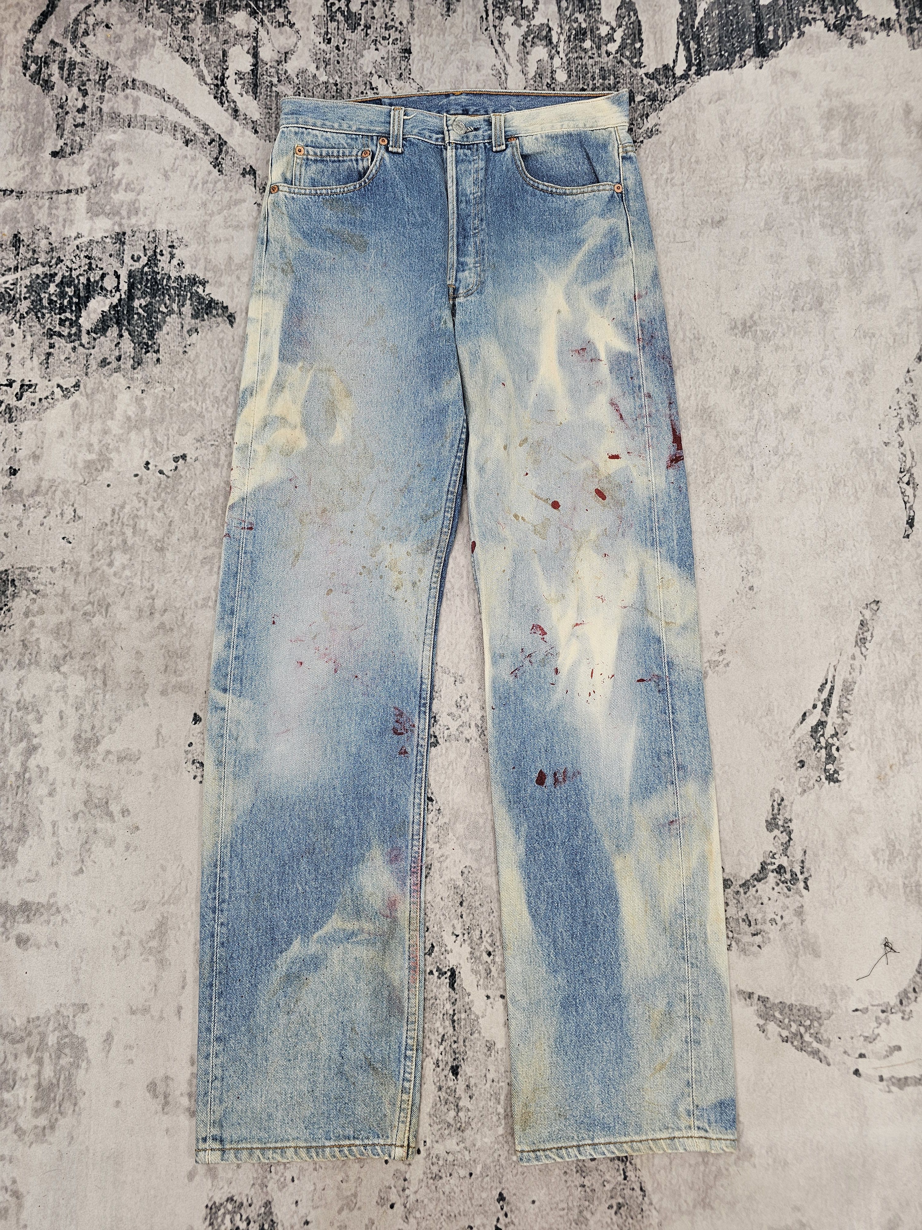 Levi's Vintage Clothing Vtg 90's LEVIS 501 Bleached Blue Jeans Made In USA L0566 Size US 31 - 1 Thumbnail