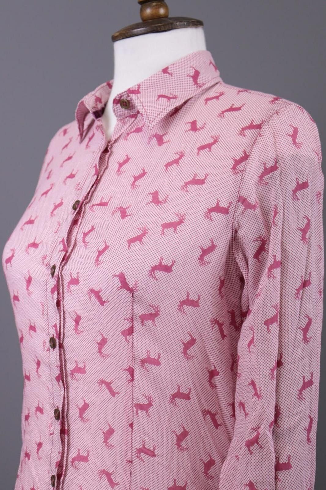 Designer Emily Van Den Bergh Pink Deer Print Blouse Shirt Size 36 / S Size M / US 6-8 / IT 42-44 - 5 Thumbnail