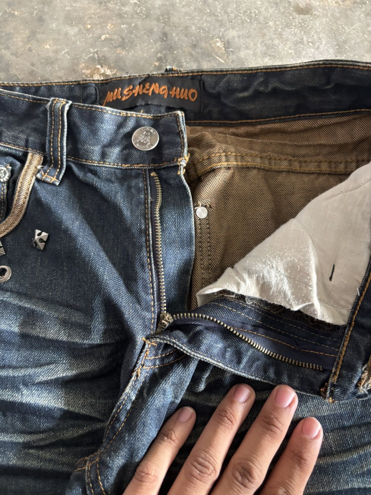 Hysteric Glamour Washed rusty whiskered jeans western bikers style grunge Size US 30 / EU 46 - 5 Thumbnail