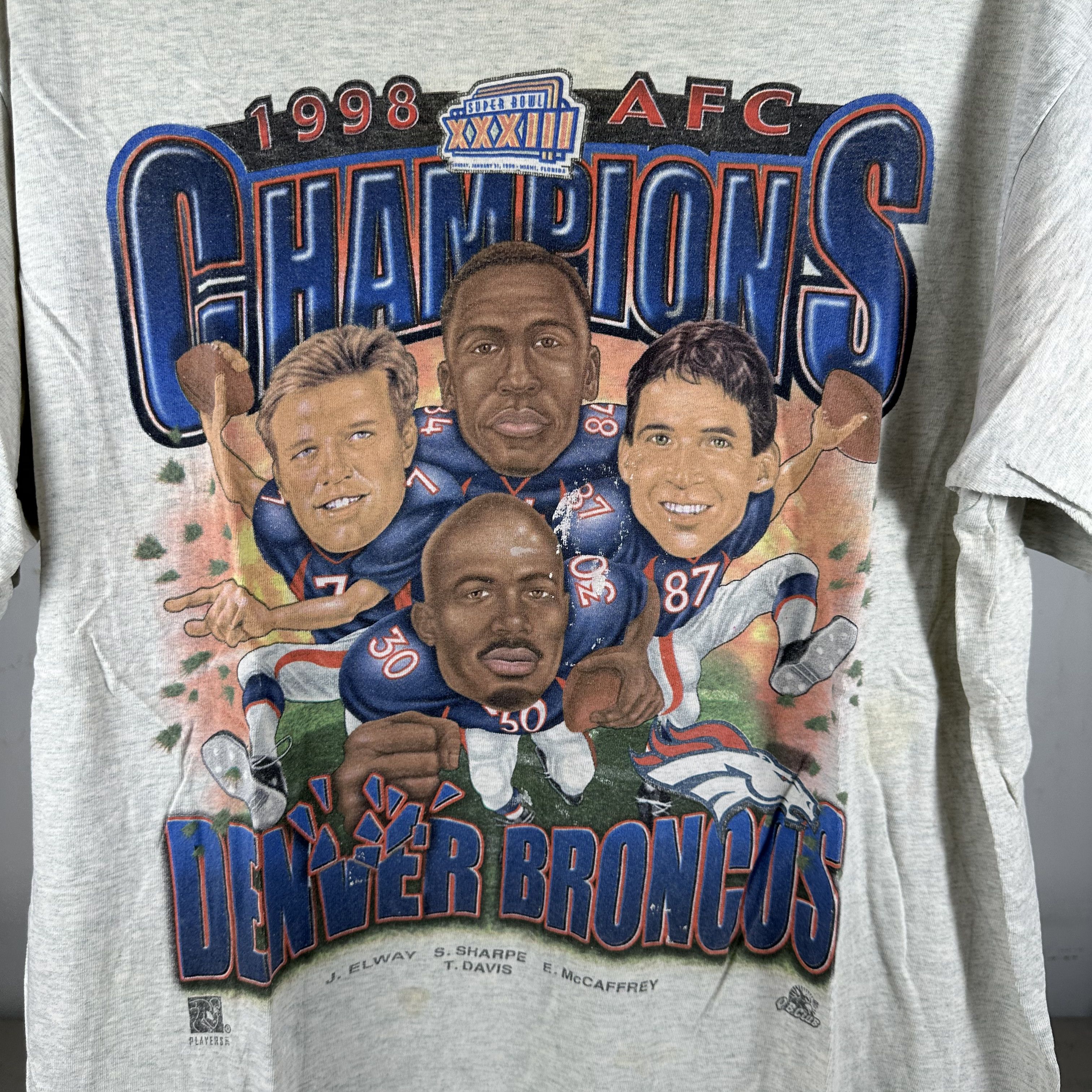Vintage Vintage 1998 Denver Broncos NFL AFC Champions Caricature Tee Size US XL / EU 56 / 4 - 2 Thumbnail
