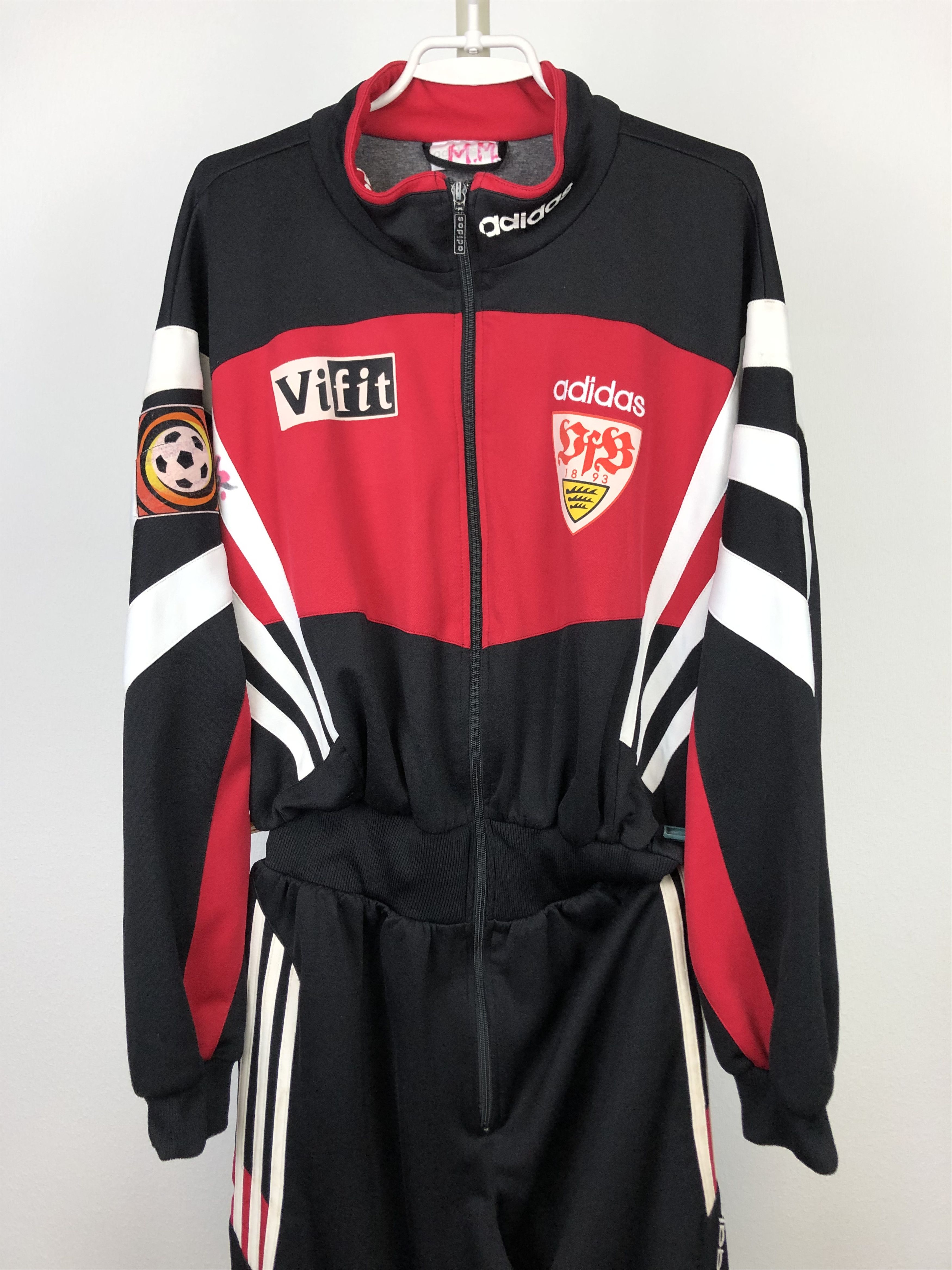 Adidas × Vintage Vintage 90's Adidas Stuttgart Jumpsuit Overall Jacket Pants Size US XL / EU 56 / 4 - 2 Thumbnail