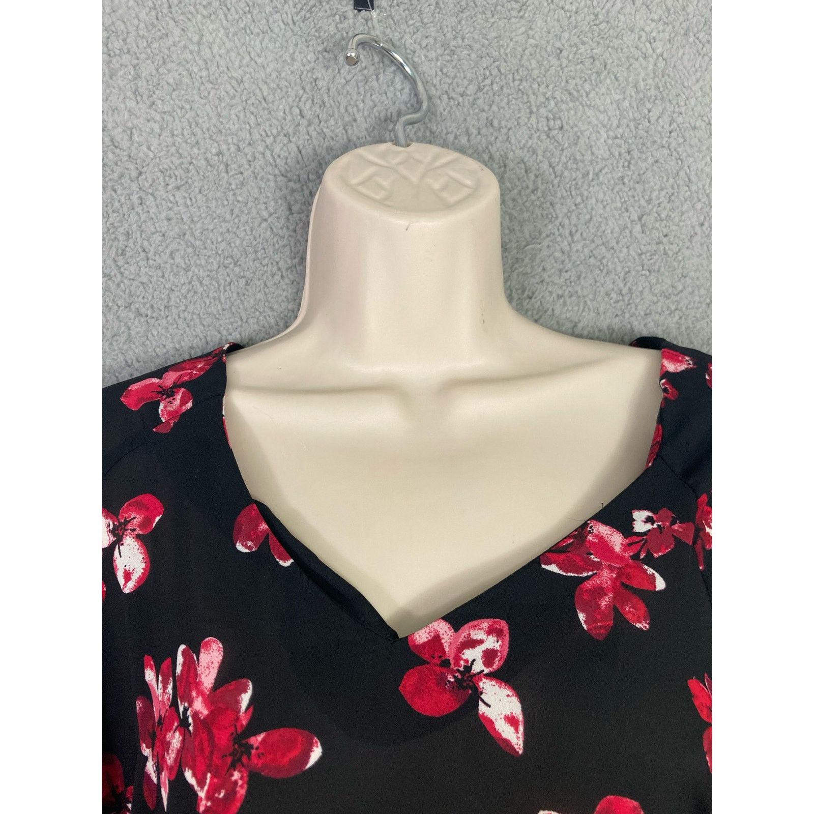 Other Roz & Ali Floral V-Neck Blouse Black Long Sleeve Women's 2XL Size XXL / US 16-18 / IT 52-54 - 9 Thumbnail
