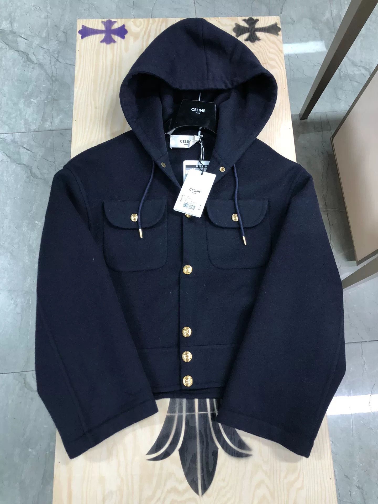 Celine Celine Navy Blue Hooded Jacket and Pants Set Size S / US 4 / IT 40 - 1 Thumbnail