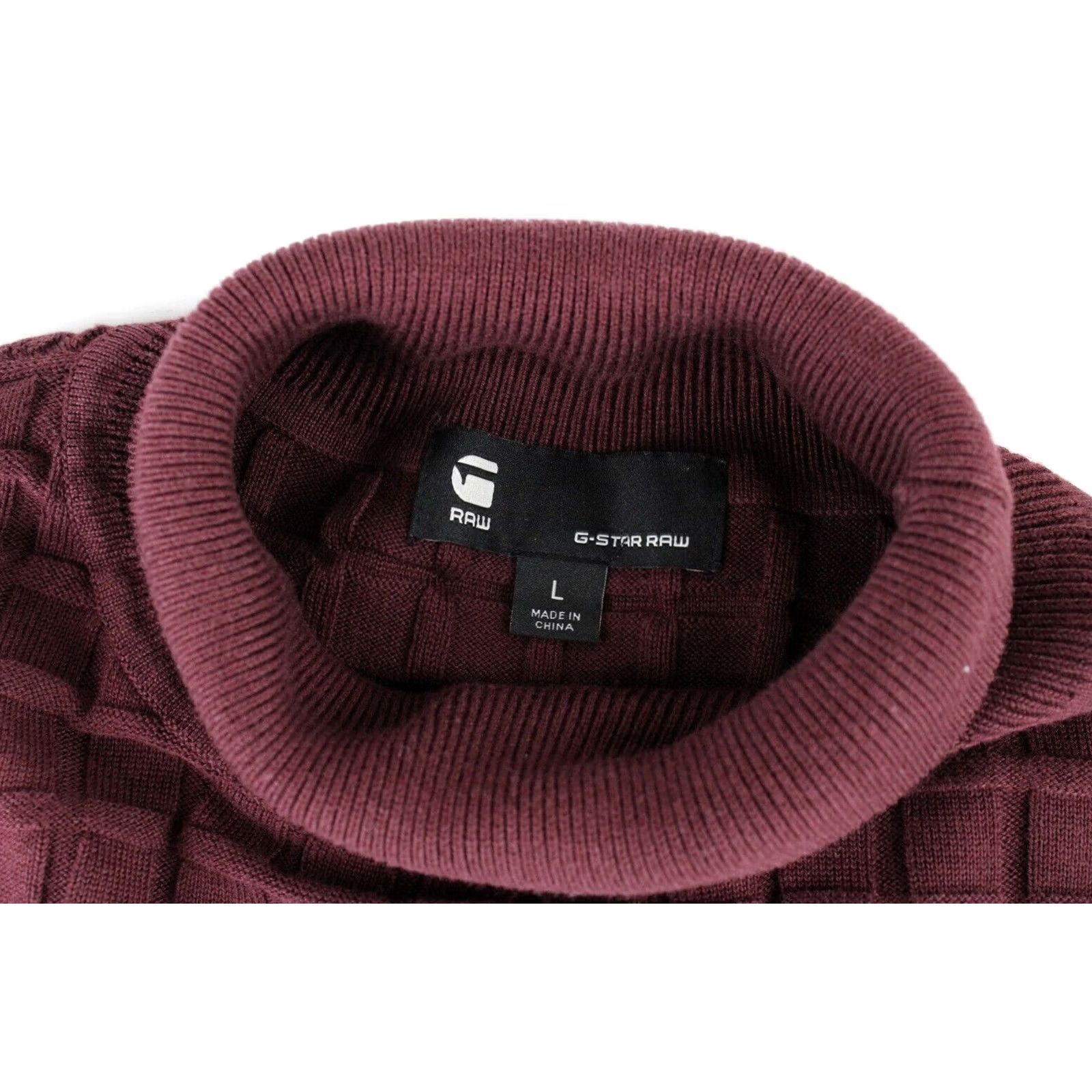 G-Star G-STAR Core Table Turtle Knit Jumper LARGE Pullover Patterned Check Burgundy Men's Size US L / EU 52-54 / 3 - 4 Thumbnail