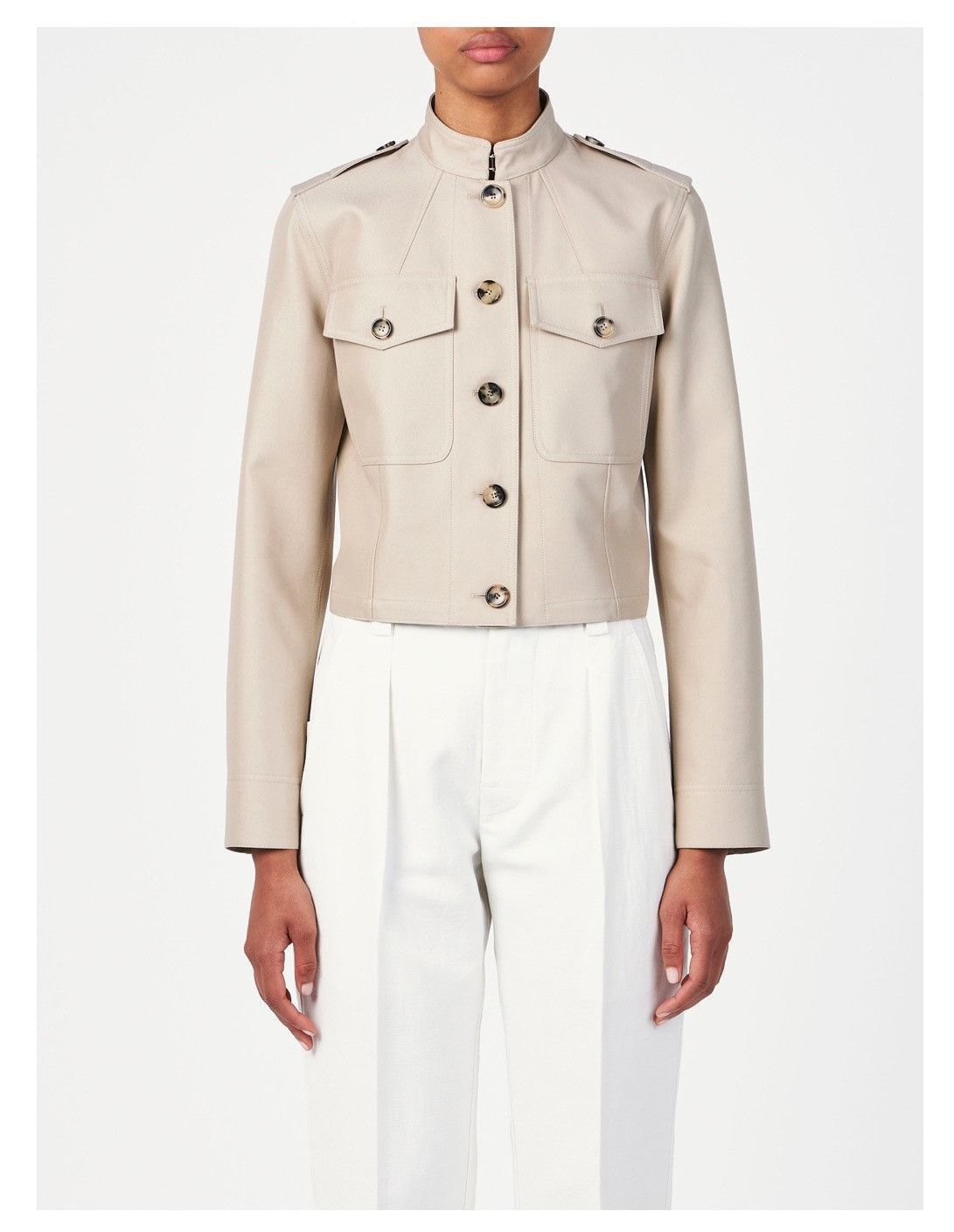 Loro Piana o1srvl11e0725 FAO0524 Cotton & Silk Short Jacket in Beige Size M / US 6-8 / IT 42-44 - 4 Thumbnail