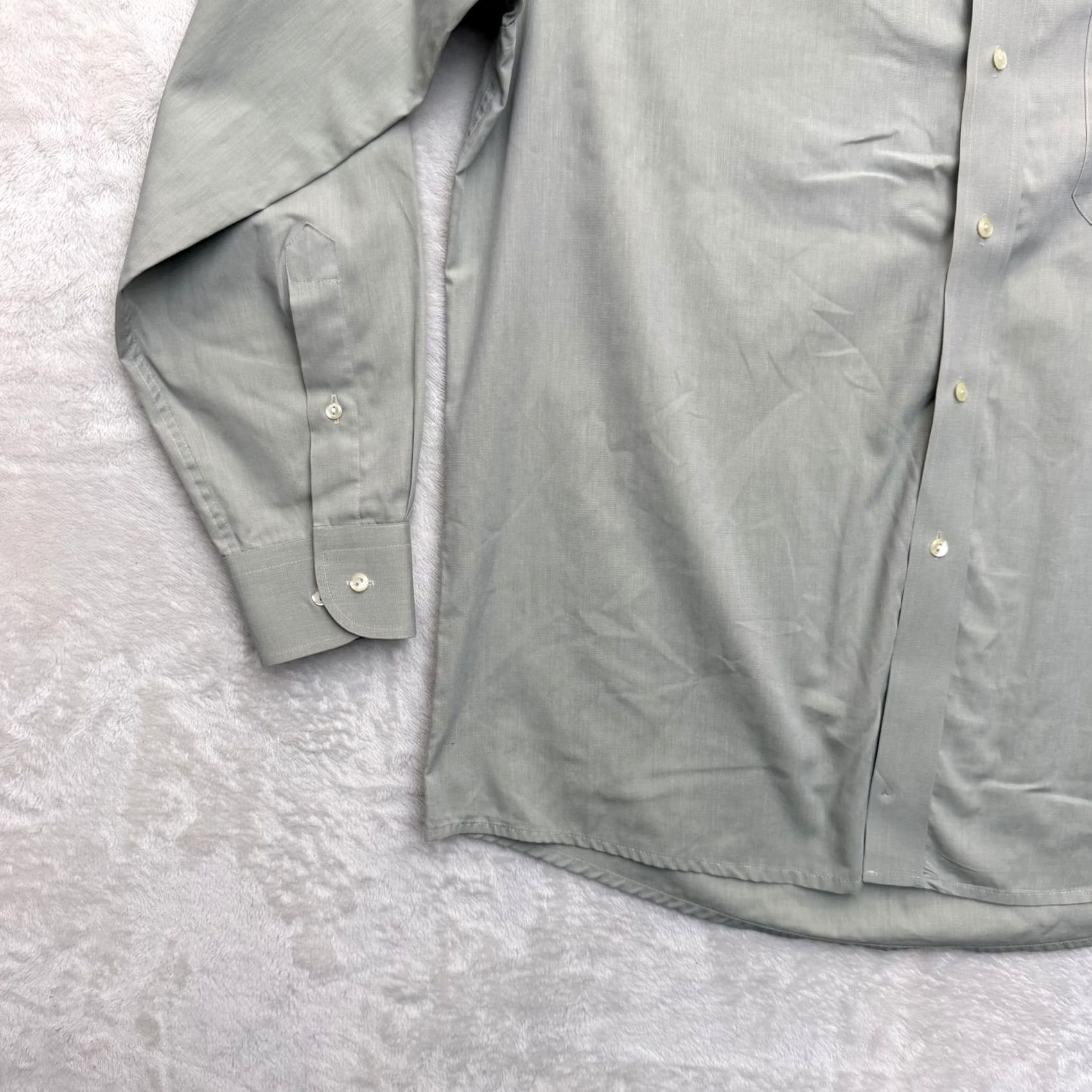 Eton Eton Shirt Mens XL Gray Solid Spread Collar Dress Button Up Shirt Size 42R - 6 Thumbnail