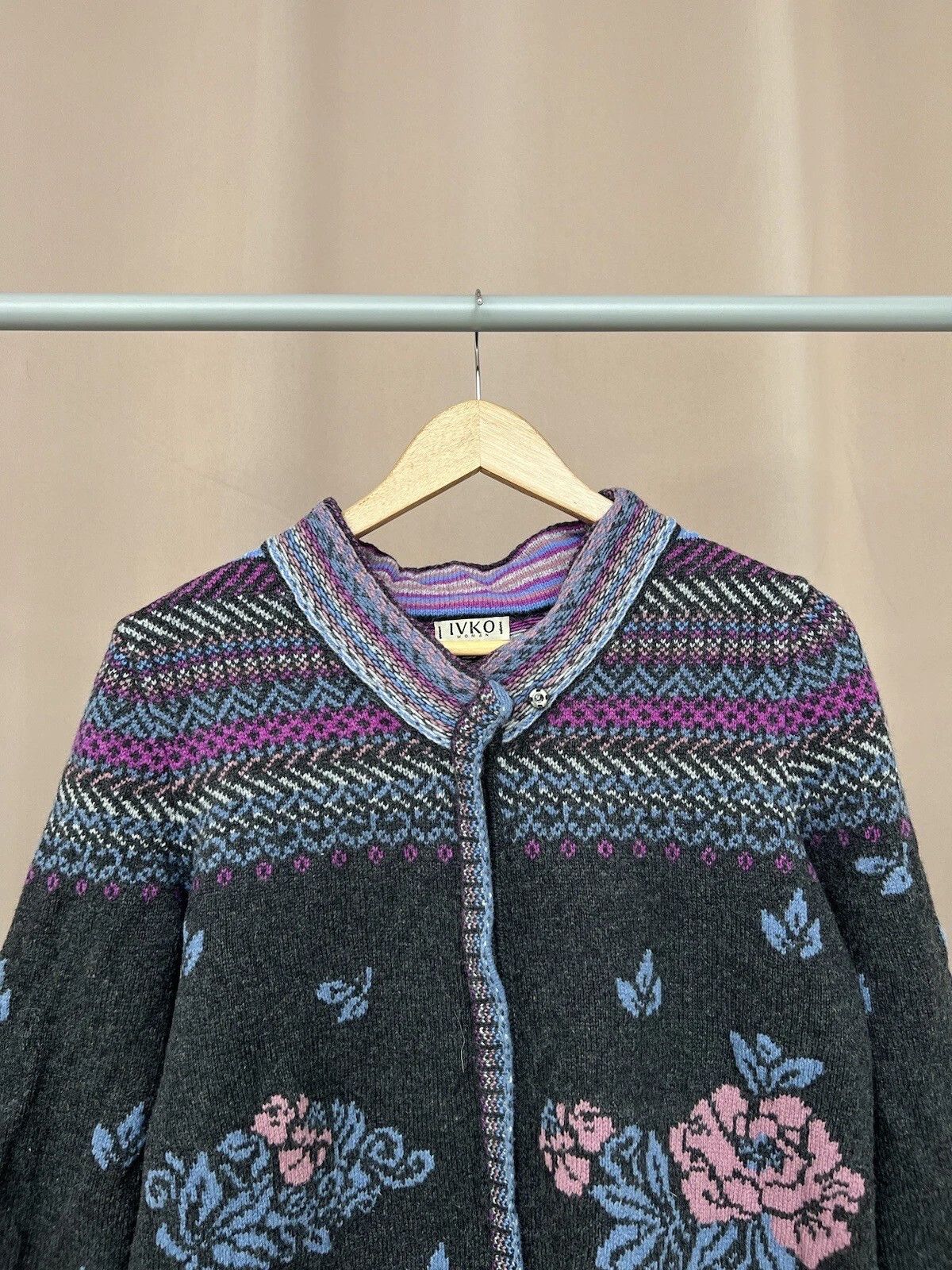 Other Ivko Wool Knit Zip Sweater Womens Size M Vintage Cardigan Size M / US 6-8 / IT 42-44 - 2 Thumbnail