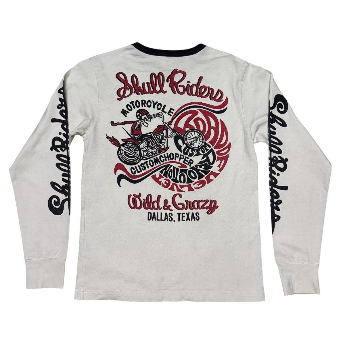 Japanese Brand Skull Rider Motorcycle Chopper Big Logo Long Sleeve T Shirt Size US S / EU 44-46 / 1 - 1 Thumbnail
