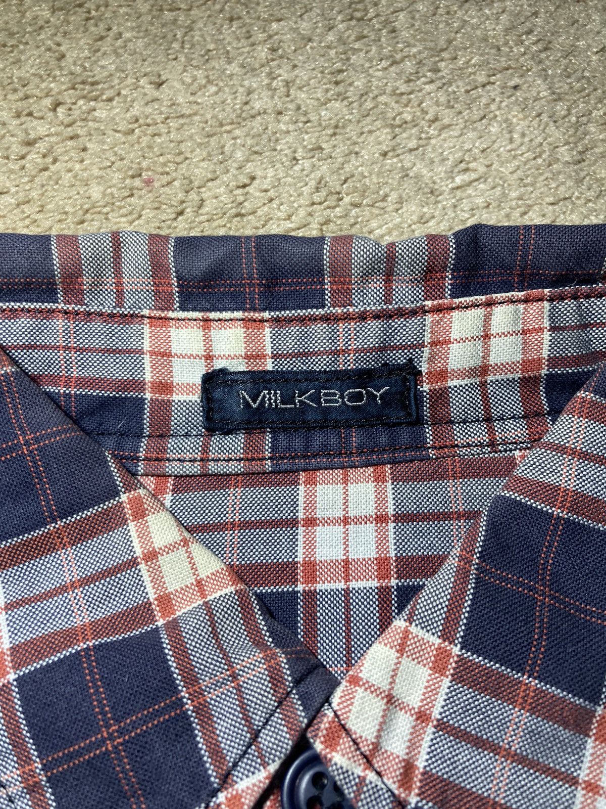 20471120 90s Milkboy Leather Pocket Plaid Flannel Work Shirt Vintage Size US M / EU 48-50 / 2 - 6 Thumbnail