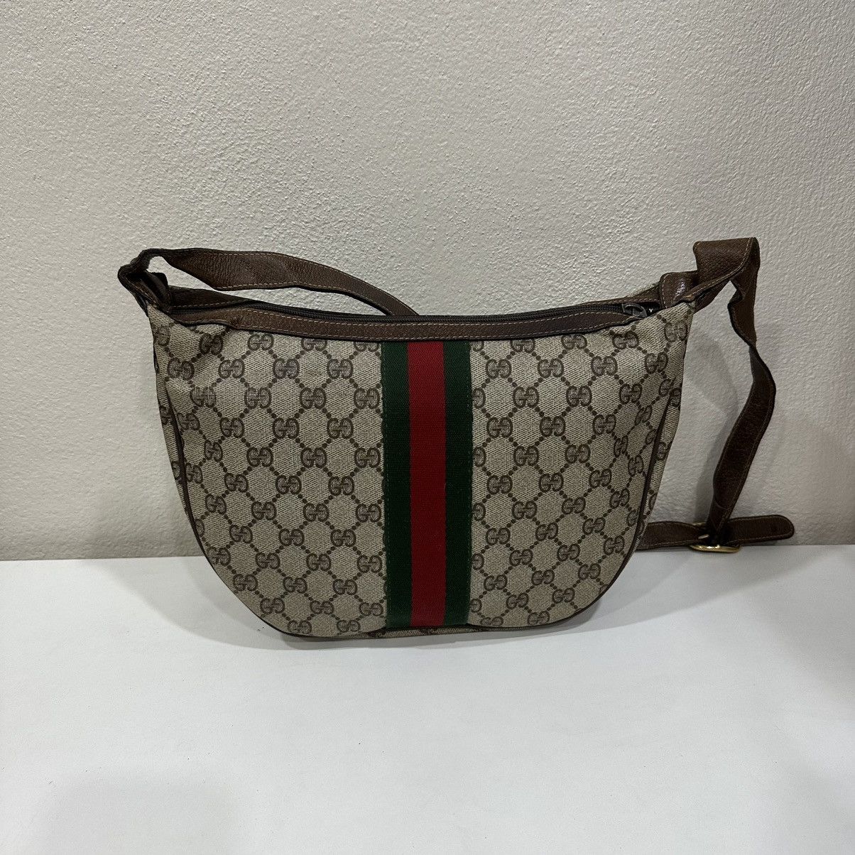 Gucci ‼️YES‼️ VINTAGE GUCCI WEB GG SUPREME SHERRY LINE SHOULDER BAG Size ONE SIZE - 3 Thumbnail