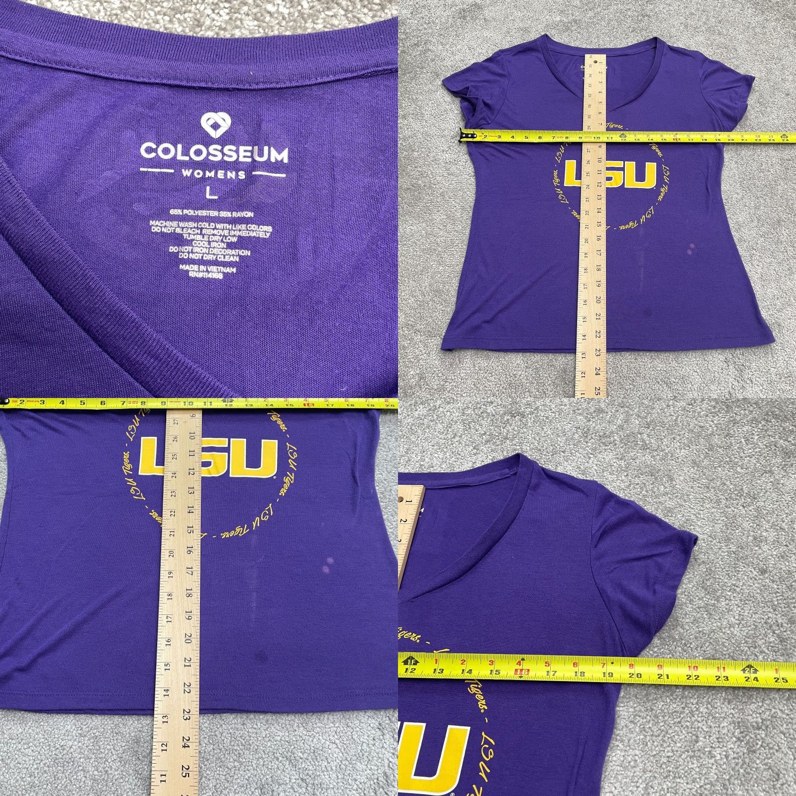 Vintage Colosseum TShirt Womens L Blue V-Neck Short Sleeve Graphic Print Casual LSU Tee Top Size L / US 10 / IT 46 - 8 Thumbnail